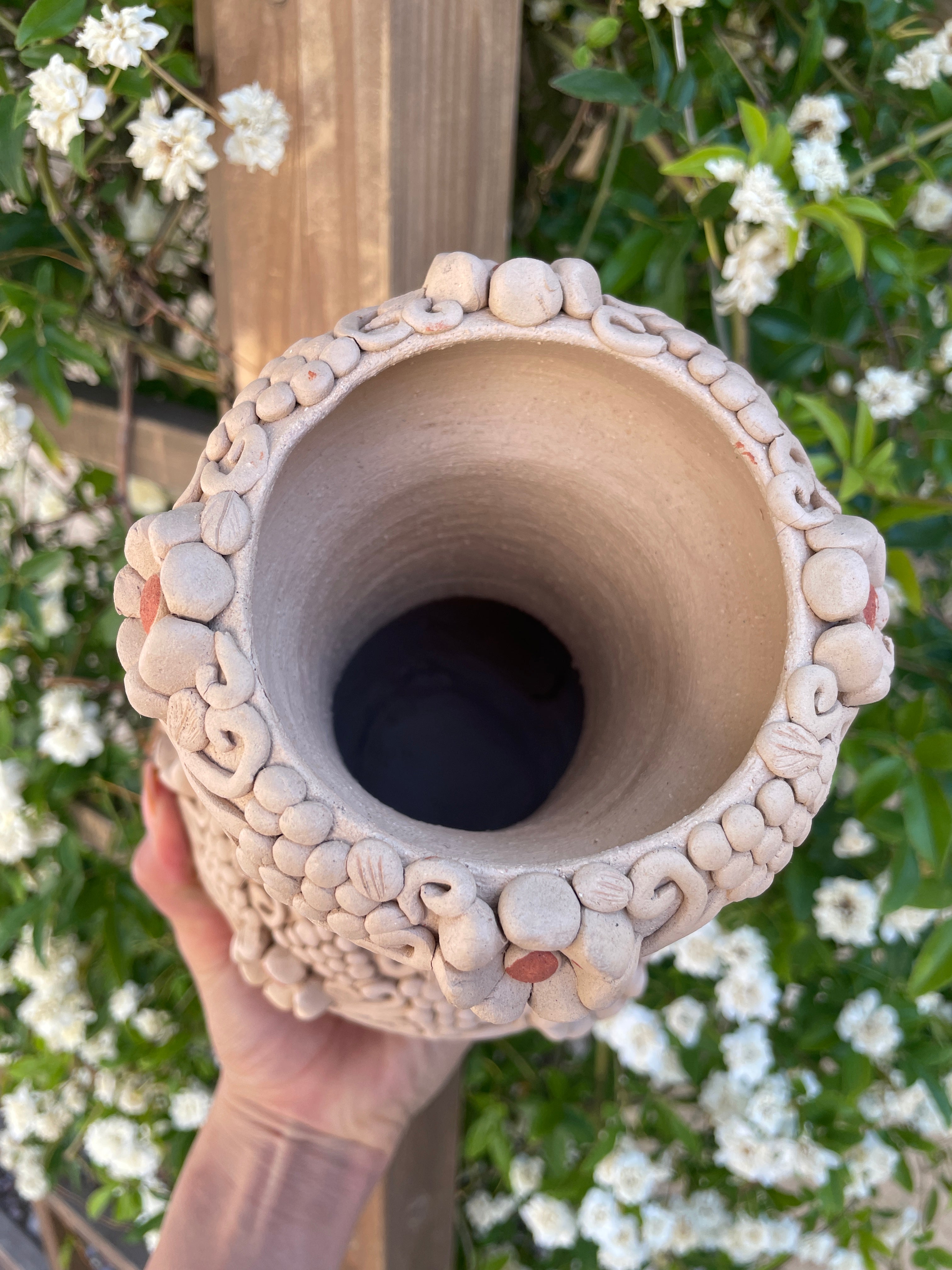Oaxaca Pottery Vase Large Vase - Florero Bordado En Barro