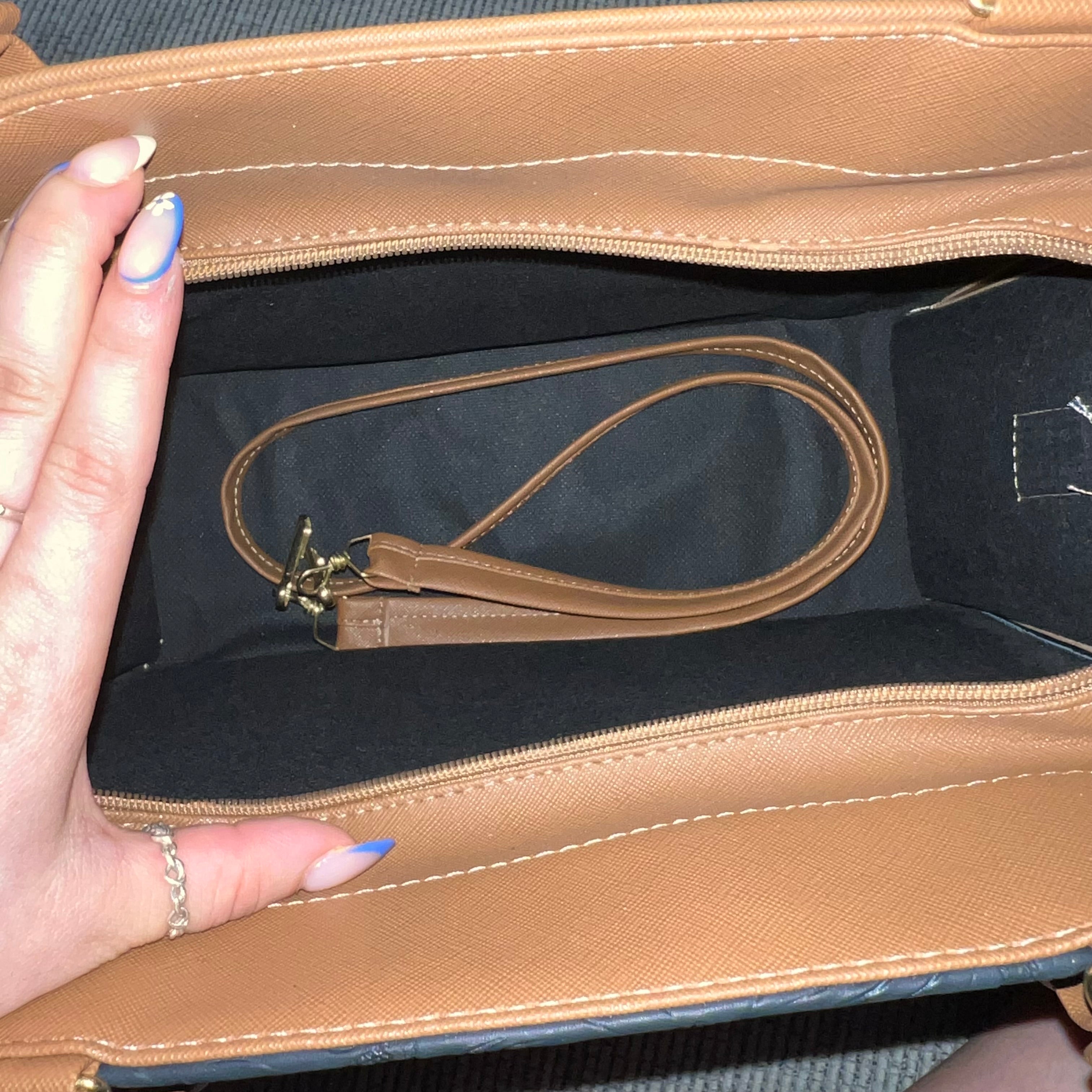 Faux Leather Black Artisan Handbag