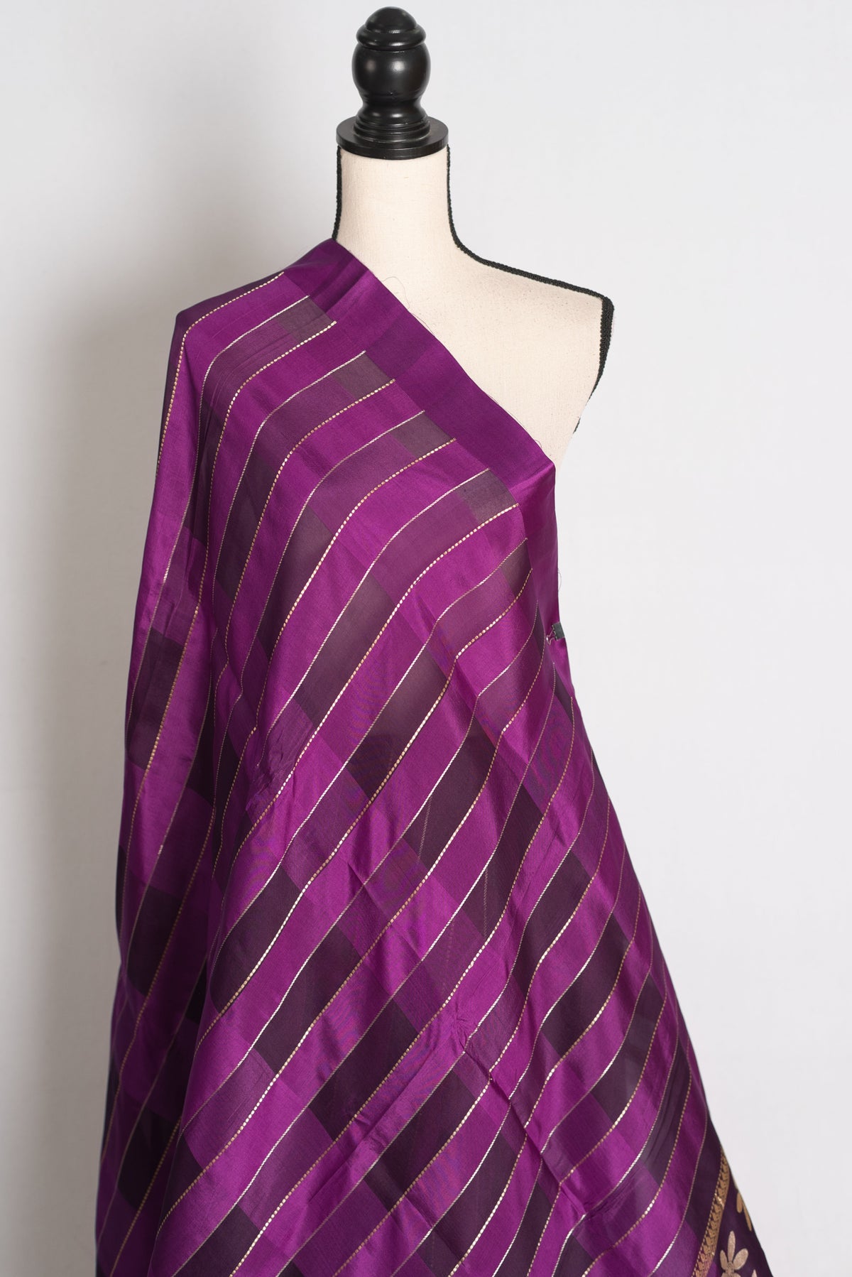 Shreya : Purple and Gold Contemporary Satin Silk Organza Banarasi Saree
