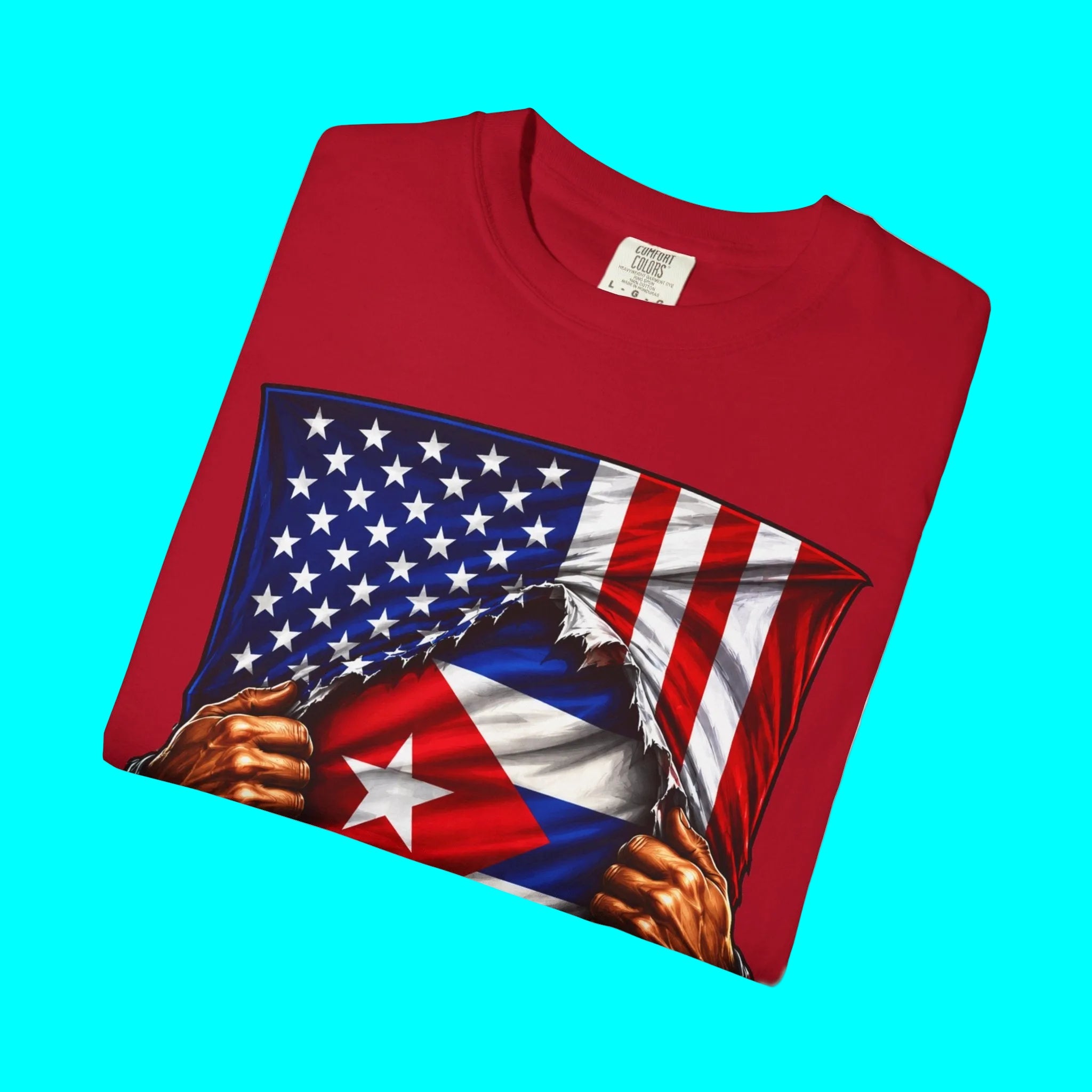Cuba Flag + USA Flag Pride T-shirt | Cuban + American Pride 4th Of July | Funny Viral Latino Tees | Unisex - 4 Colors