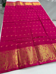 Indrani : Hot Pink & Gold Bengal Handloom Pure Cotton Tant Saree