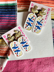 Blue Dove Tile Earrings
