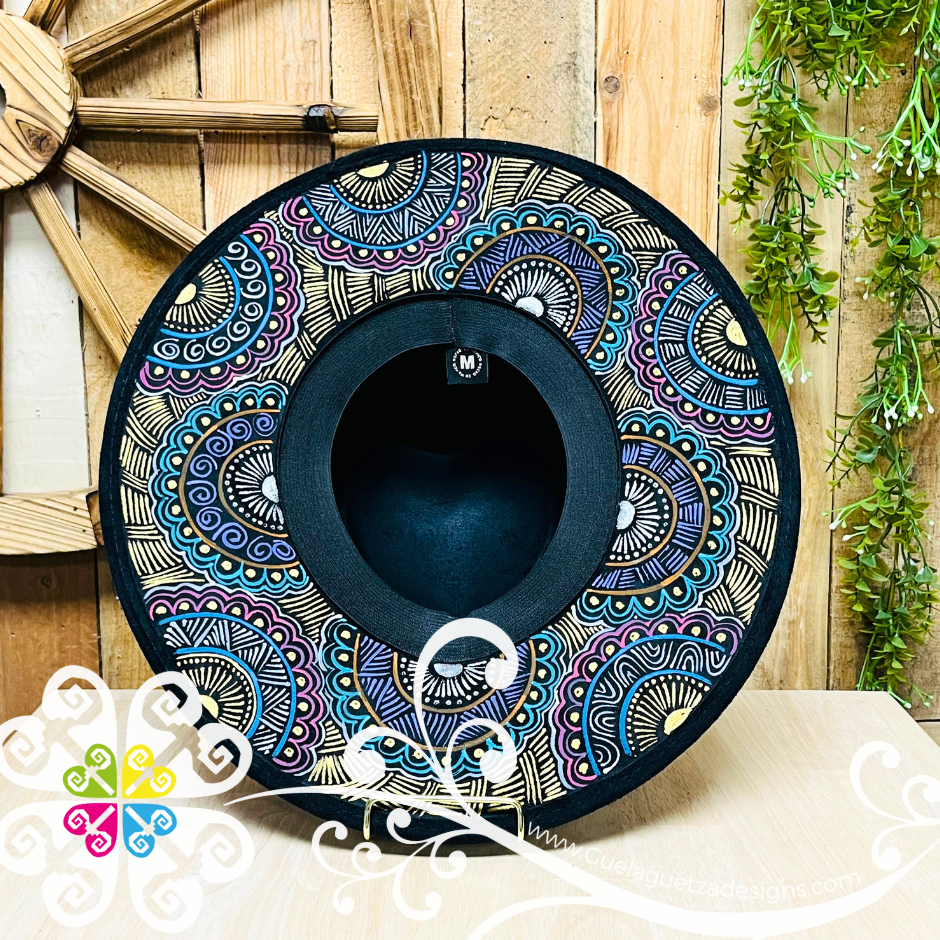 Black Corazon Mitla Velvet Hat - Peek-a-Boo Hand Painted Hat
