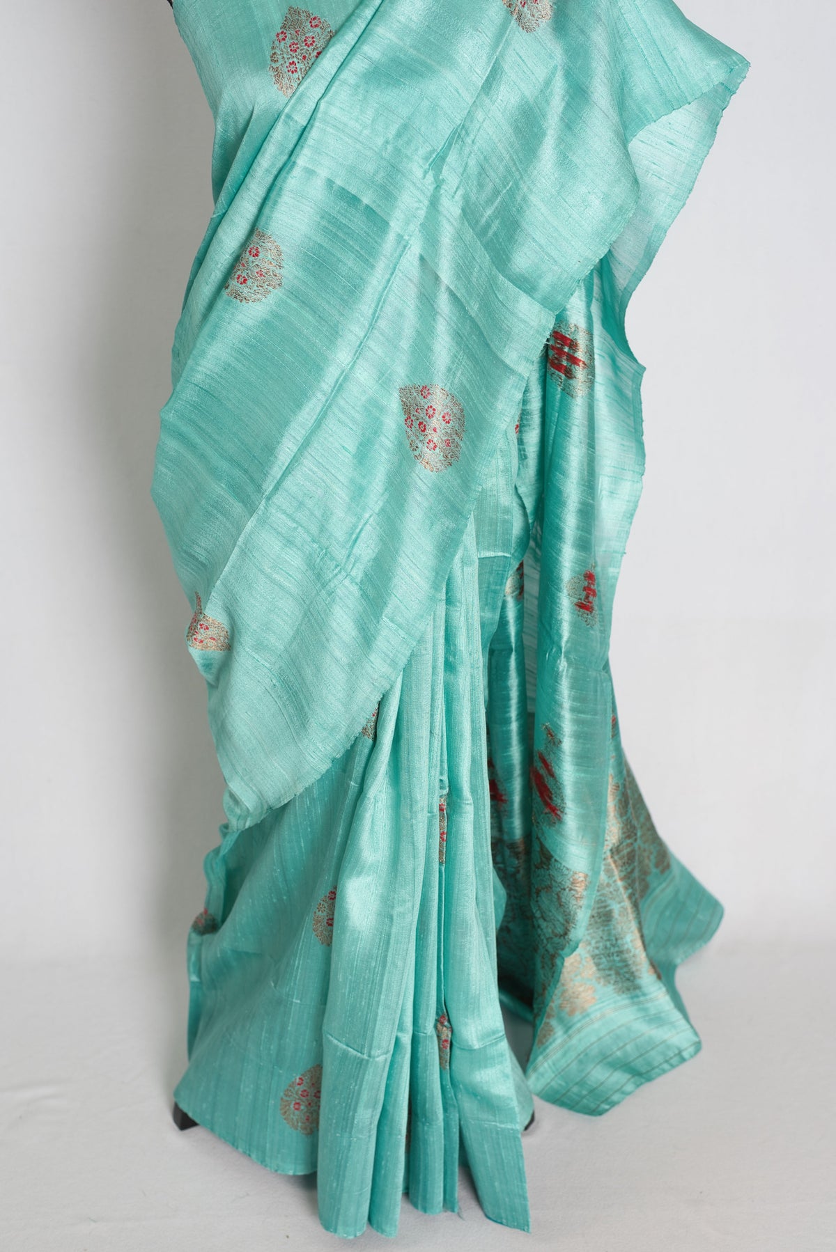 Disha : Mint Green Raw Silk Banarasi Saree | Silk Mark Certified