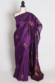 Trina : Purple Minakari Handwoven Pure Raw Silk Banarasi Saree | Silk Mark