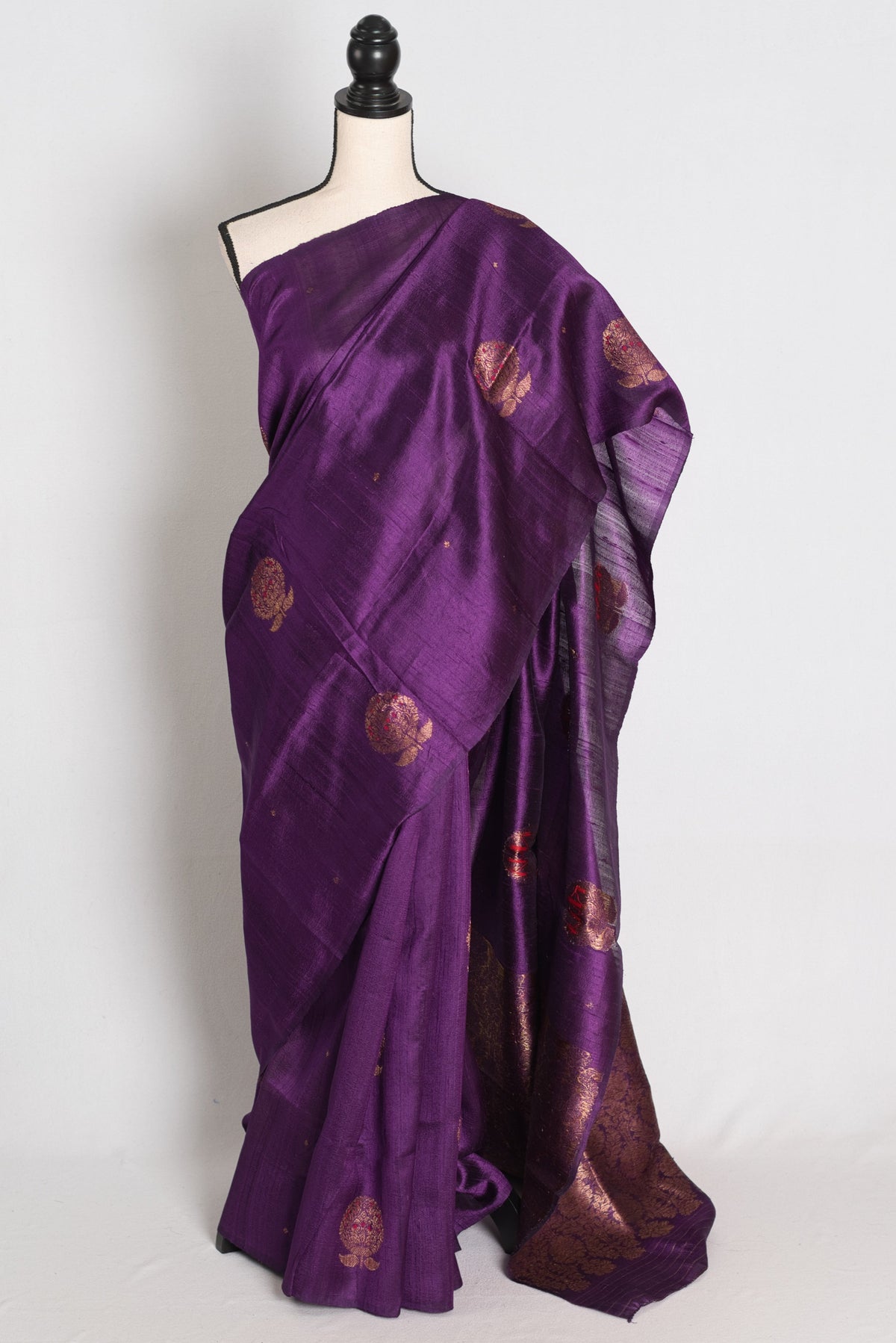 Trina : Purple Minakari Handwoven Pure Raw Silk Banarasi Saree | Silk Mark