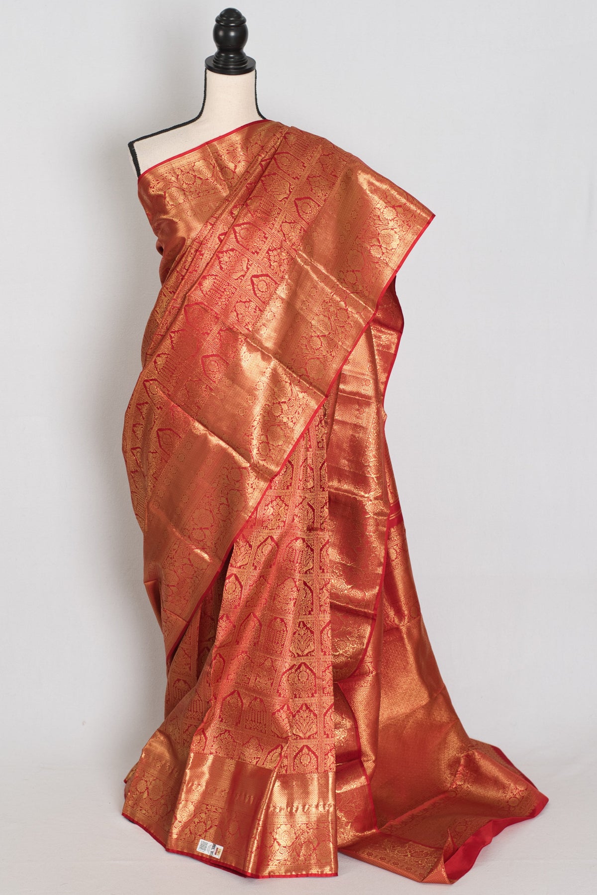 Hema : Red & Gold Bridal Kanjivaram Brocade Silk Saree (Silk Mark Certified)