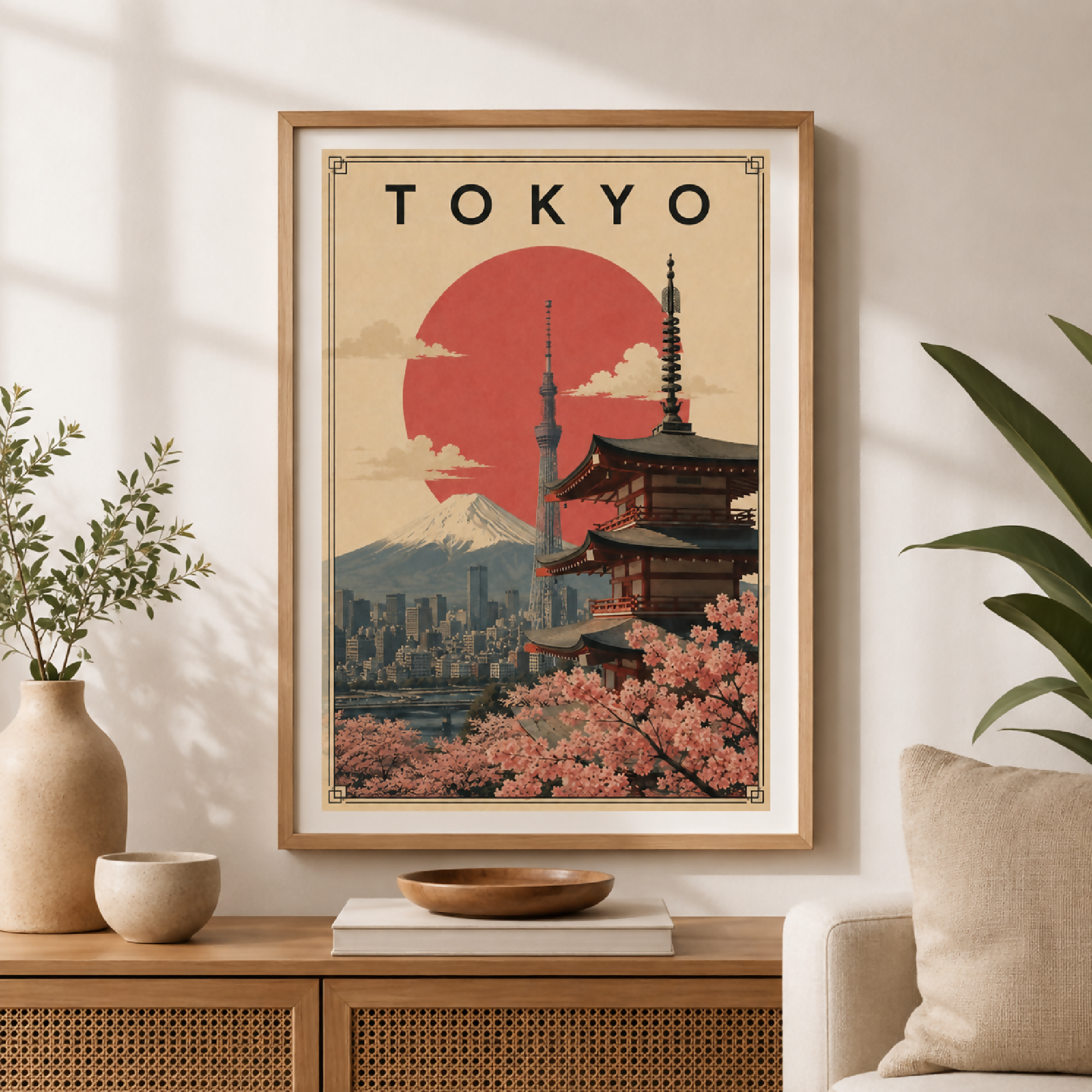 Tokyo Japan Vintage Travel Poster Printable Wall Art