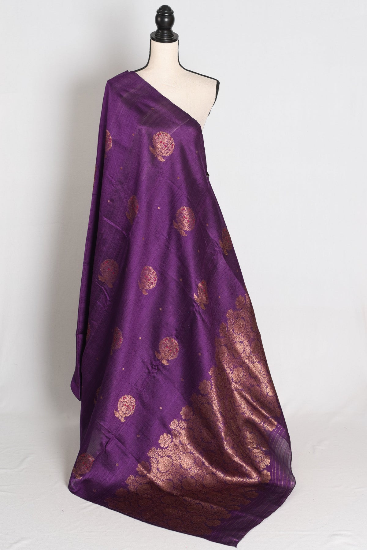 Trina : Purple Minakari Handwoven Pure Raw Silk Banarasi Saree | Silk Mark