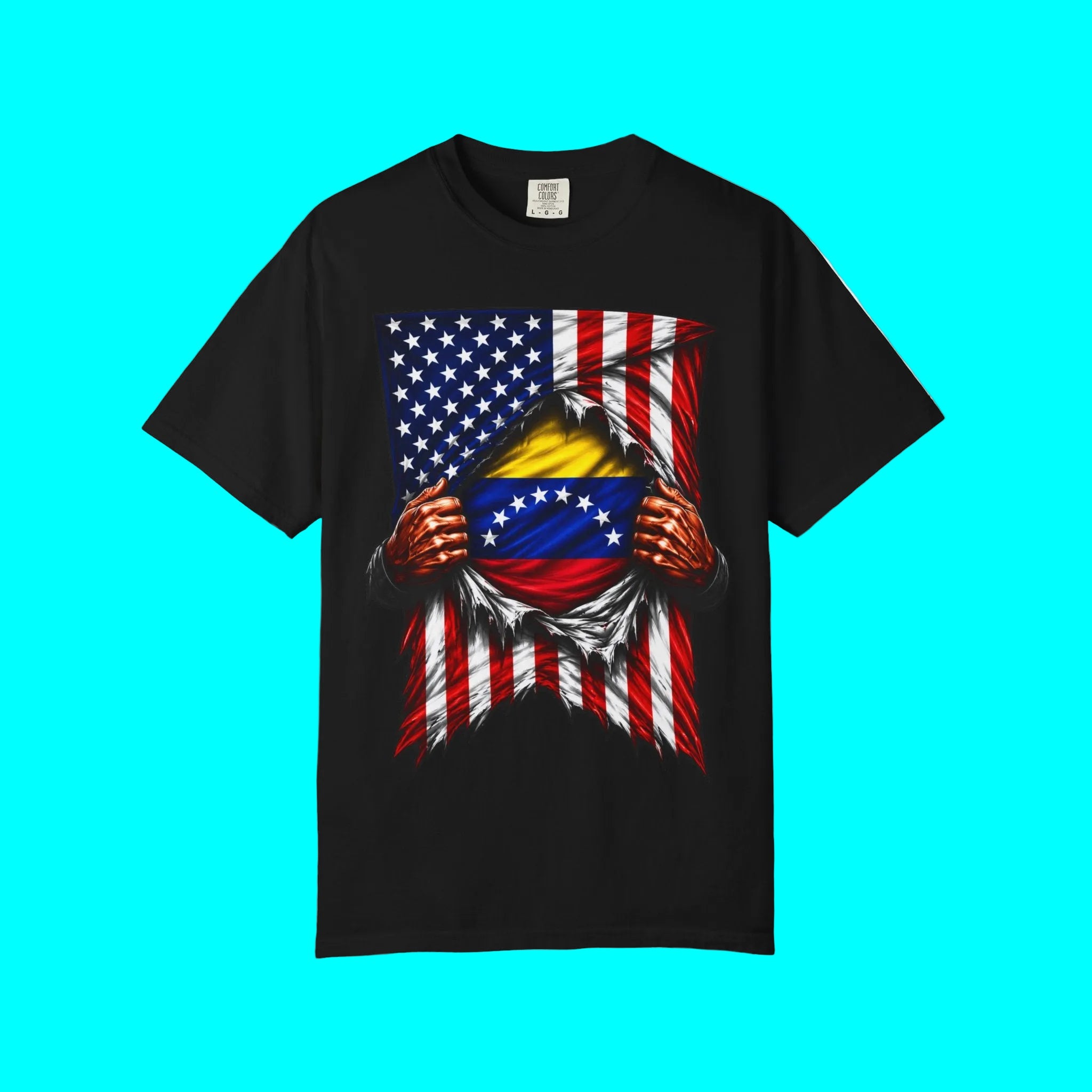 Venezuela Flag + USA Flag Pride T-shirt | Venezuelan + American Flag Rip 4th Of July | Funny Viral Latino Tees | Unisex - 4 Colors