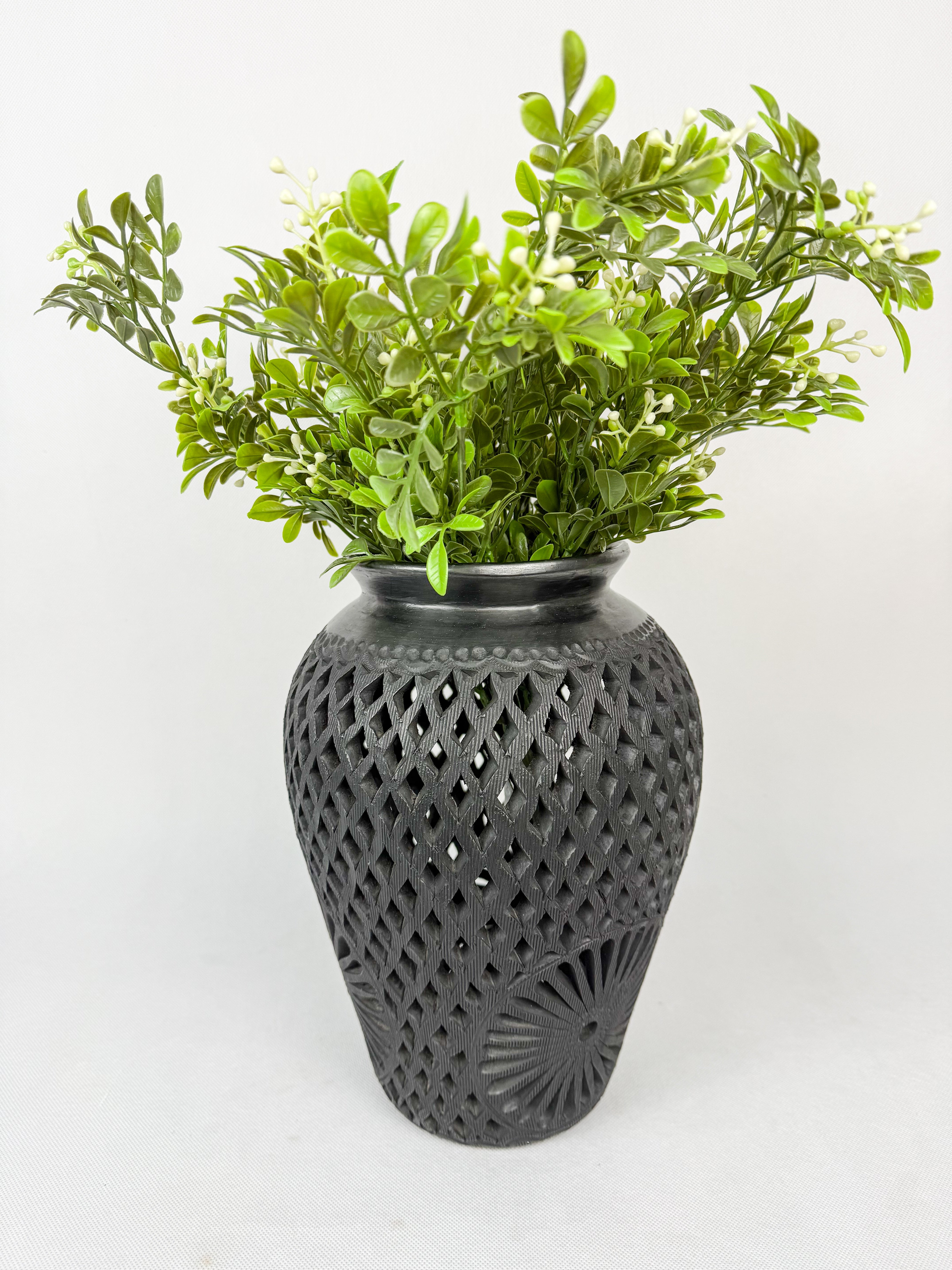Oaxaca Black Clay Tall Vase - Barro Negro Jarron