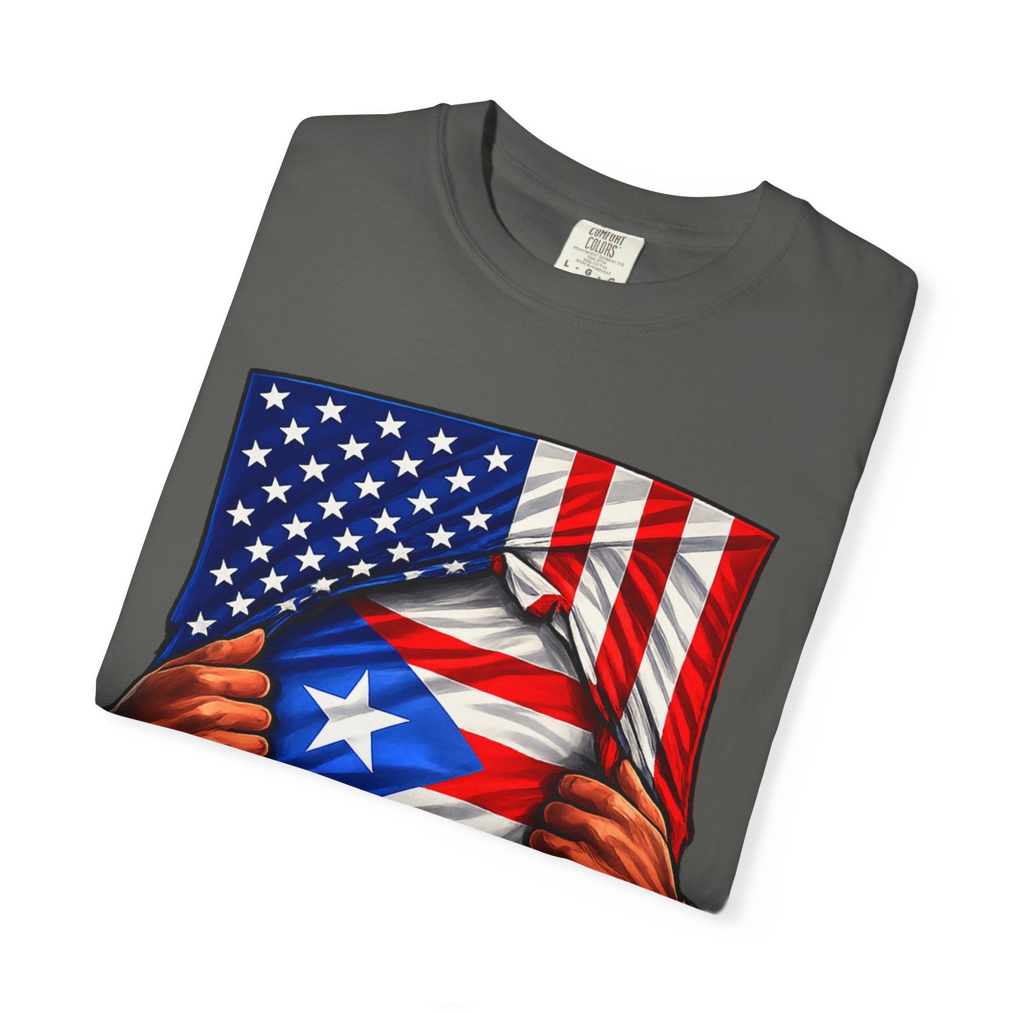 Puerto Rico Flag + USA Flag Pride T-shirt | Puerto Rican + American Pride 4th Of July | Funny Viral Latino Tees | Unisex - 4 Colors