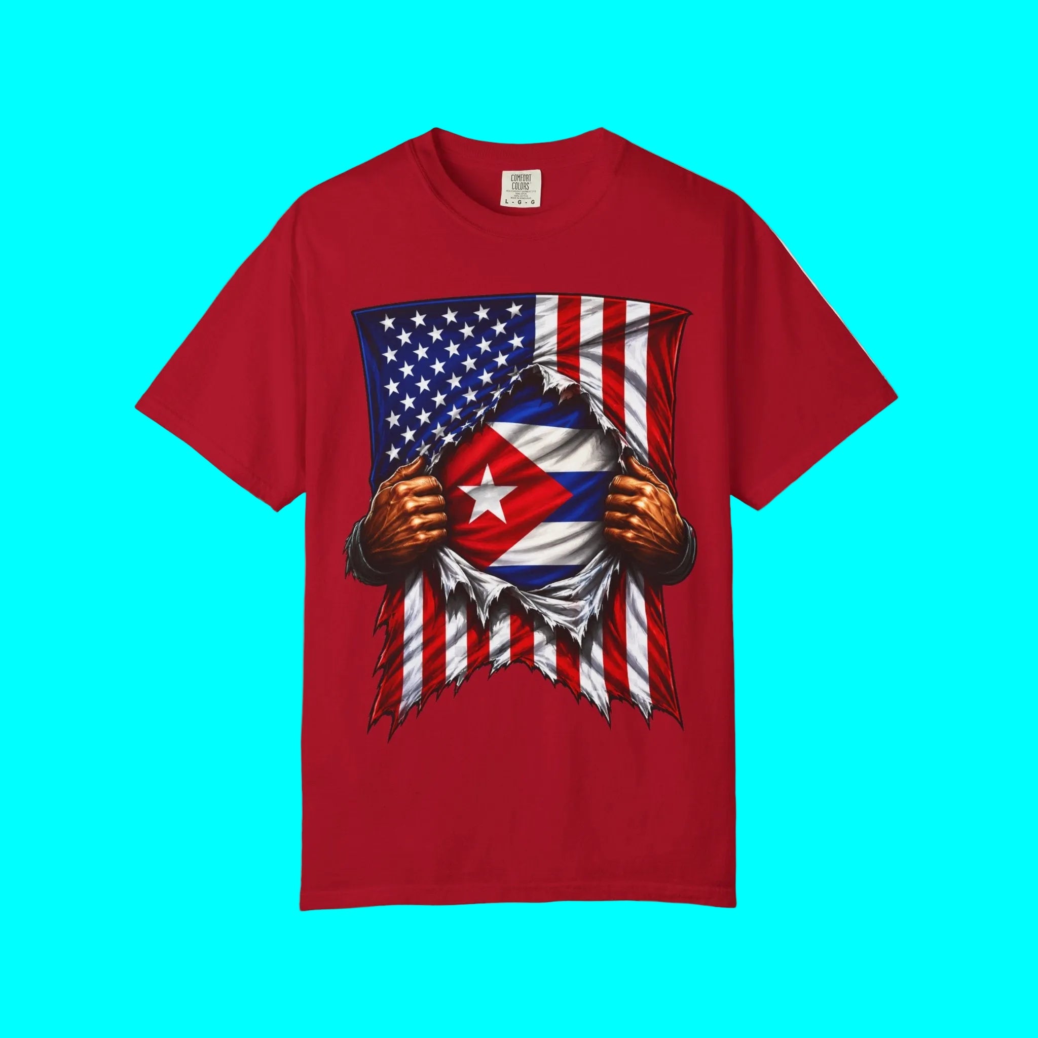 Cuba Flag + USA Flag Pride T-shirt | Cuban + American Pride 4th Of July | Funny Viral Latino Tees | Unisex - 4 Colors