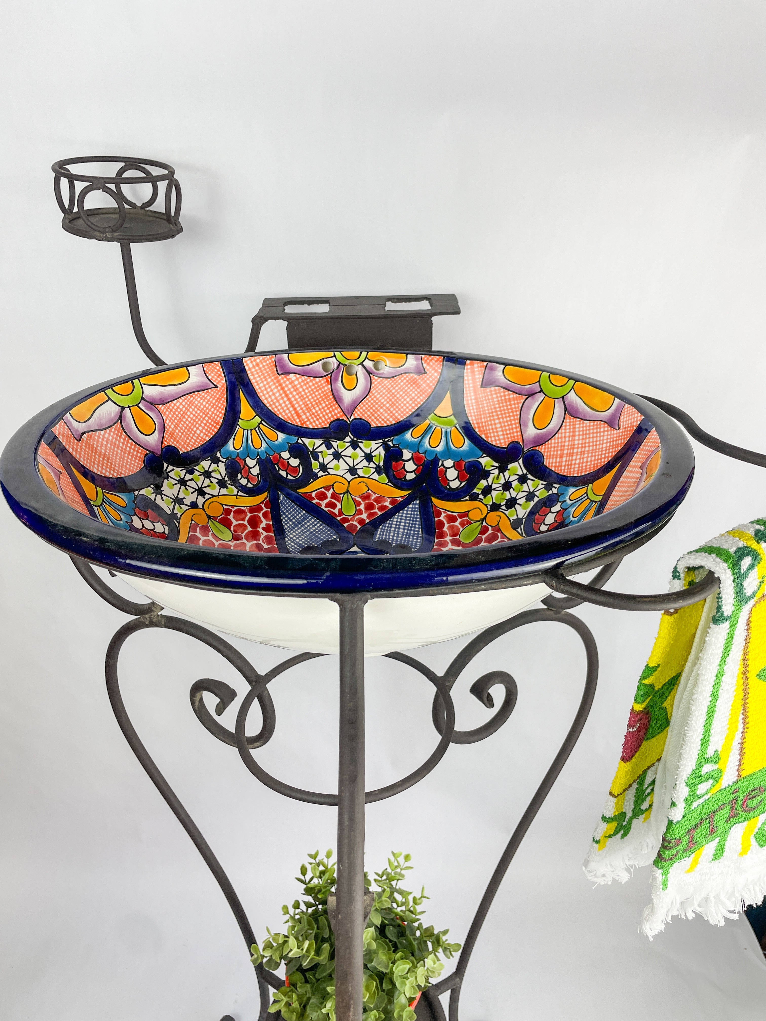 Mexican Talavera Sink w Stand  Colorful - Lavabo Talavera Baño