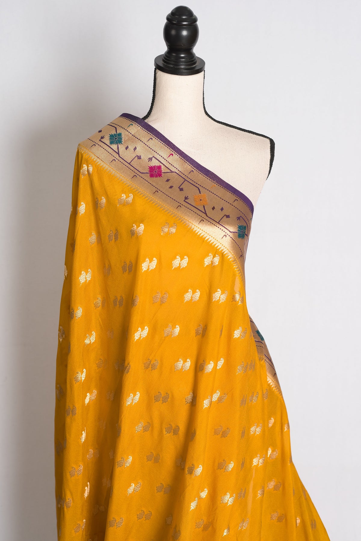 Diya: Yellow and Purple Paithani Semi Silk Saree