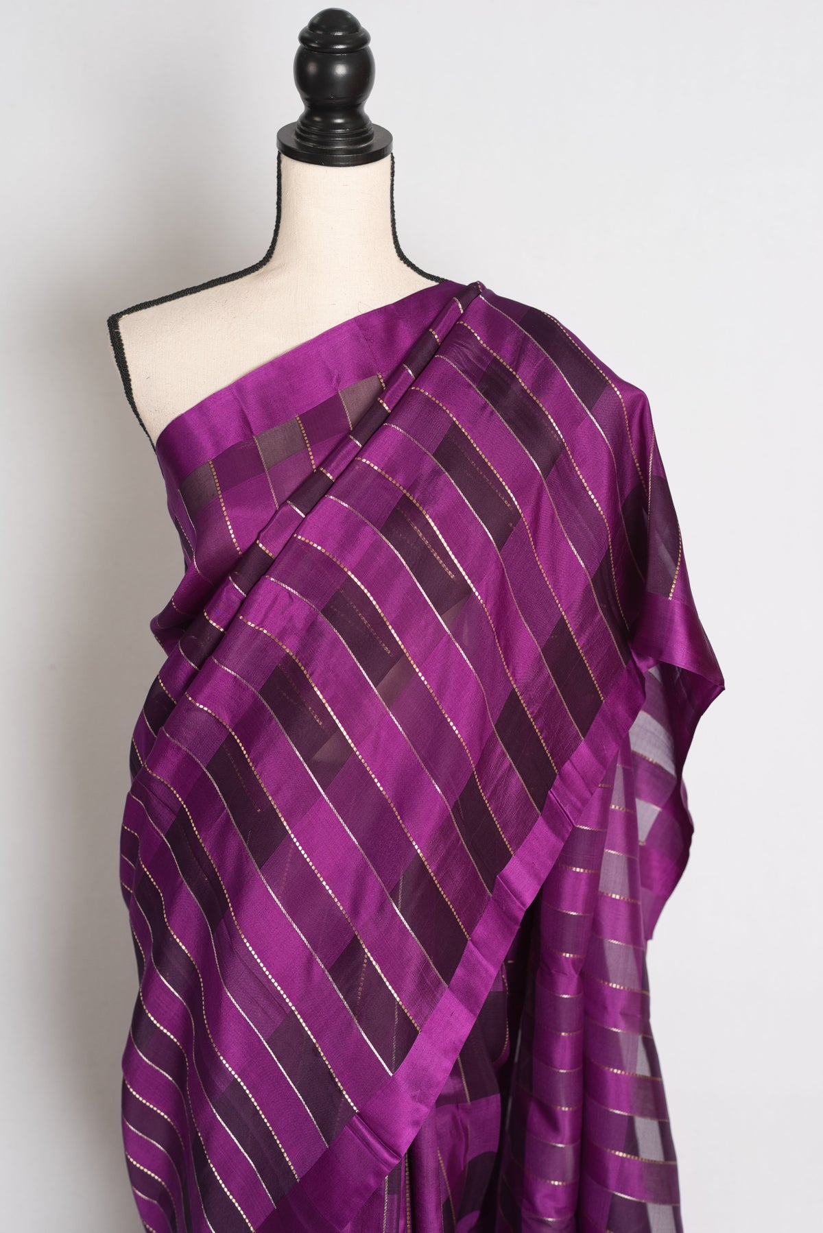 Shreya : Purple and Gold Contemporary Satin Silk Organza Banarasi Saree