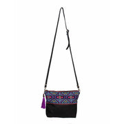 Convertible Embroidered Leather Crossbody / Clutch Bag - Thailand