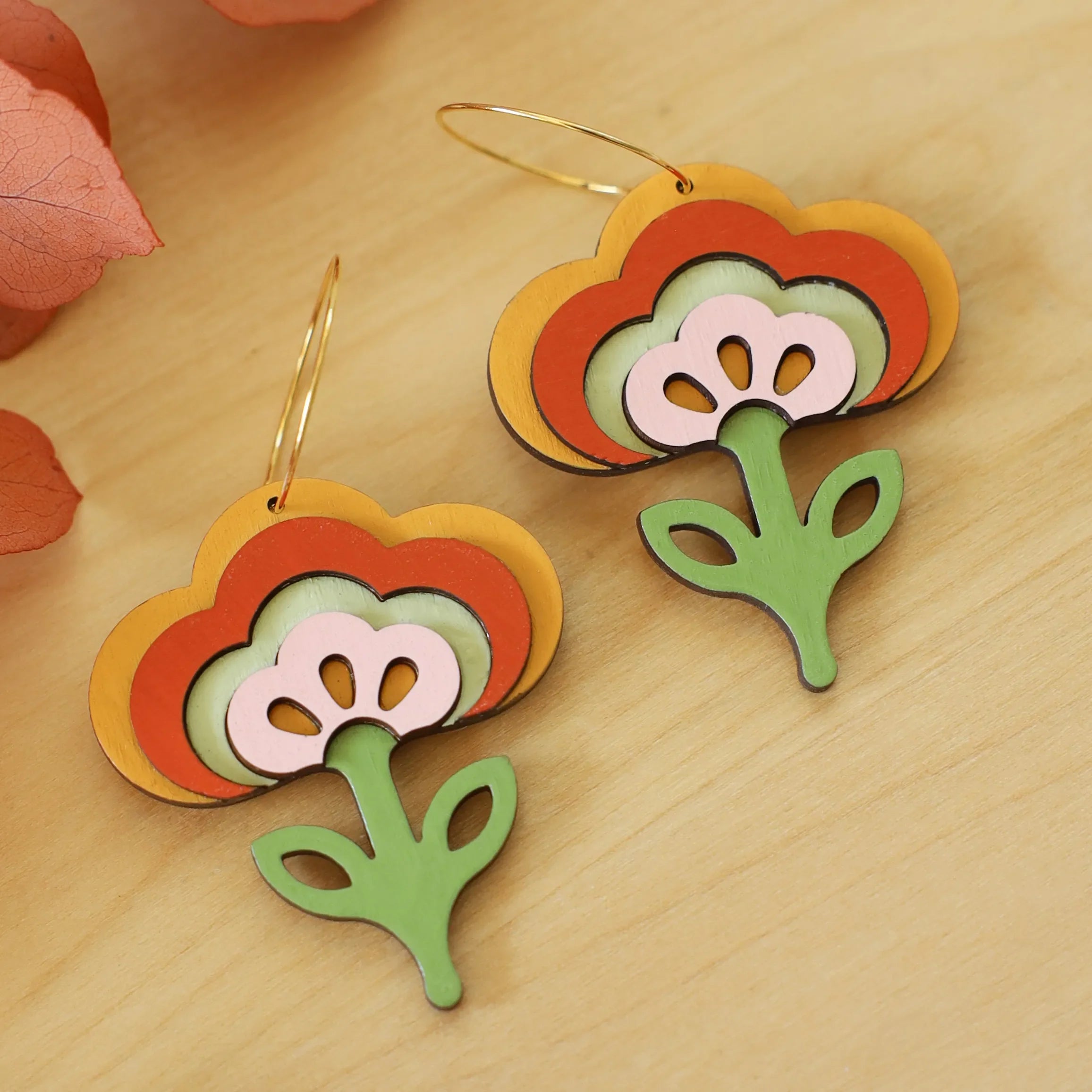 70s Tulip Hoops