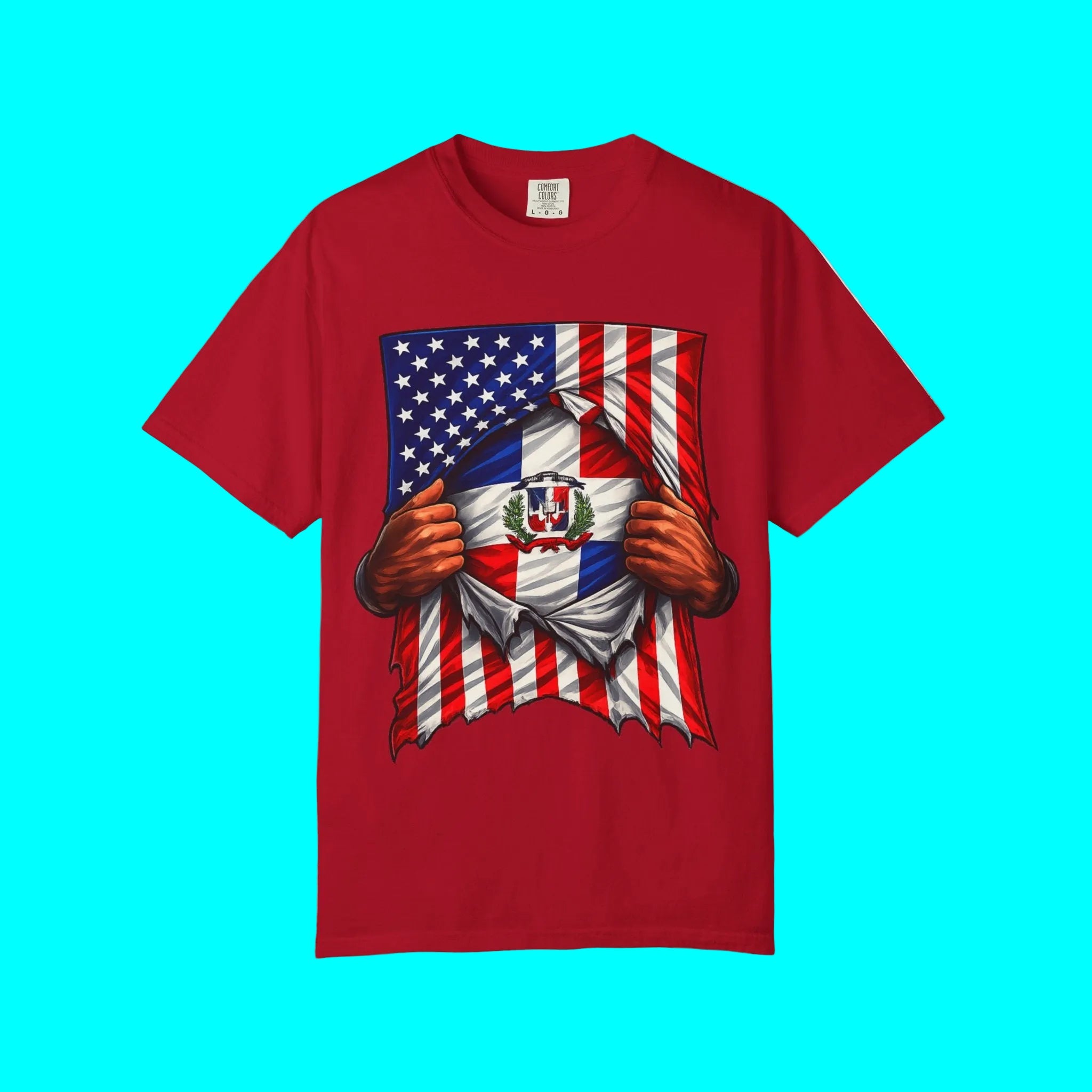 Dominican Republic Flag + USA Flag Pride T-shirt | Dominican + American Pride 4th Of July | Funny Viral Latino Tees | Unisex