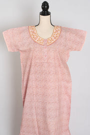 Printed Peach Cotton Nighty in Regular Size for Women