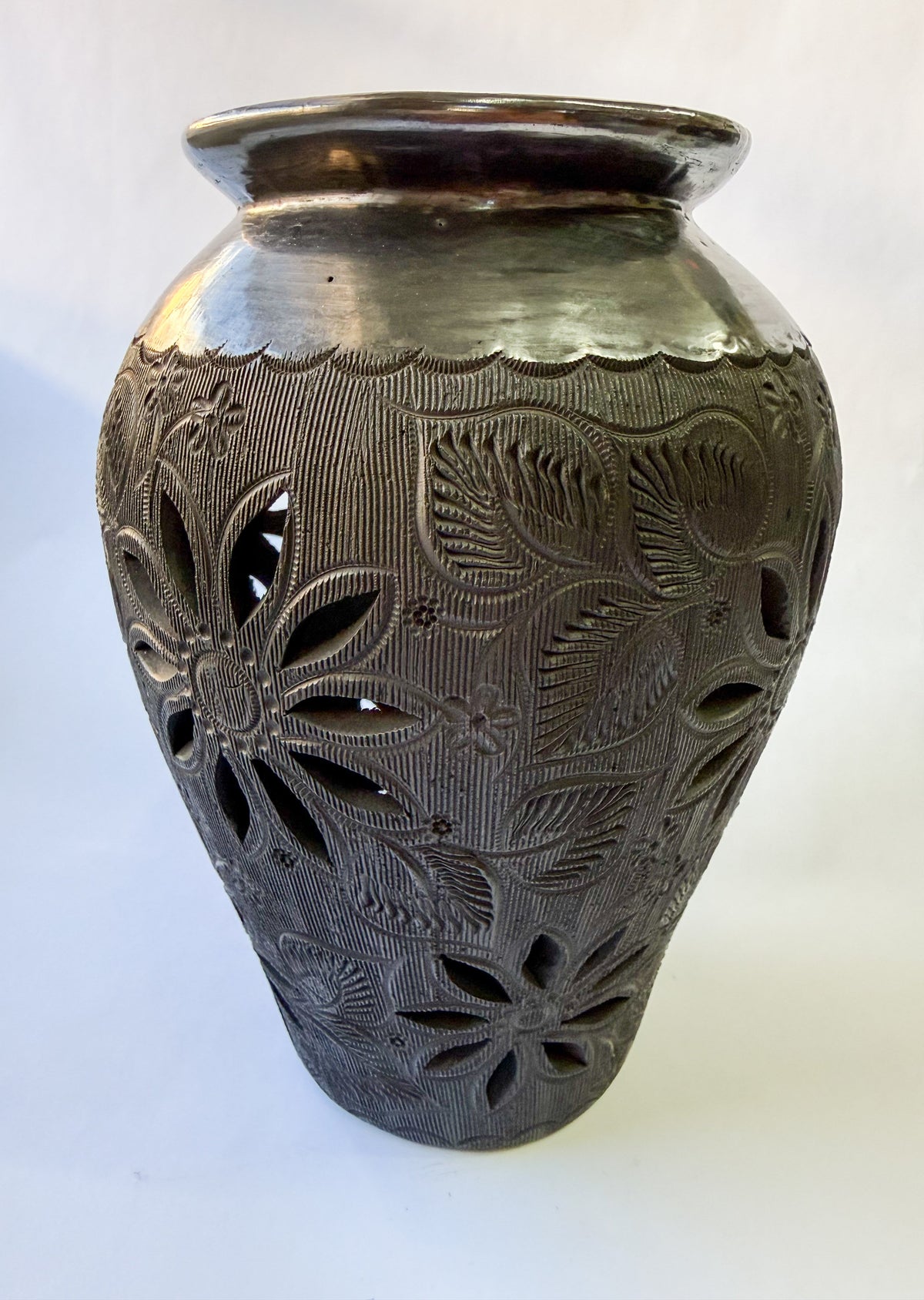 Oaxaca Black Clay Tall Vase - Barro Negro Jarron