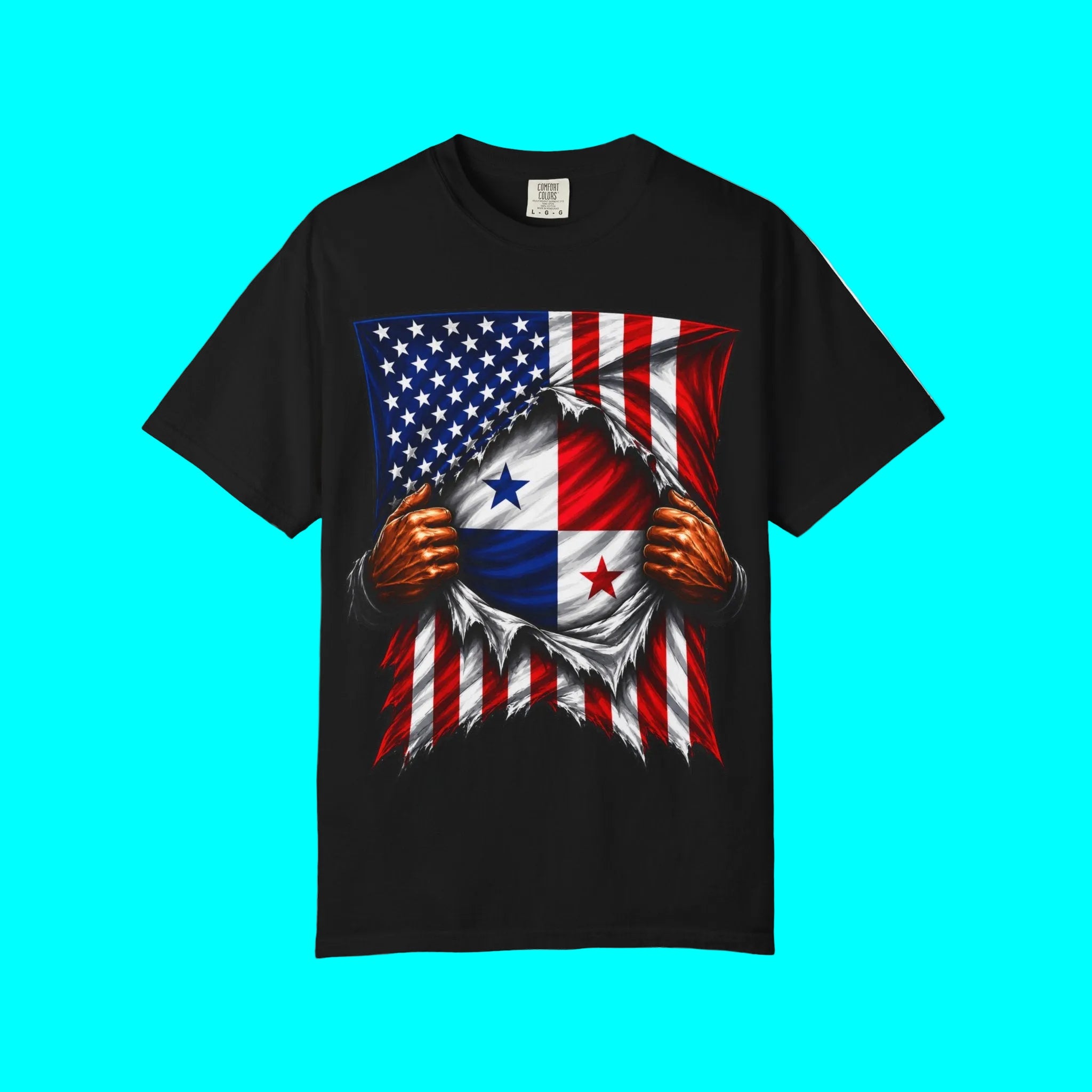 Panama Flag + USA Flag Pride T-shirt | Panamanian + American Flag Rip 4th Of July | Funny Viral Latino Tees | Unisex - 4 Colors