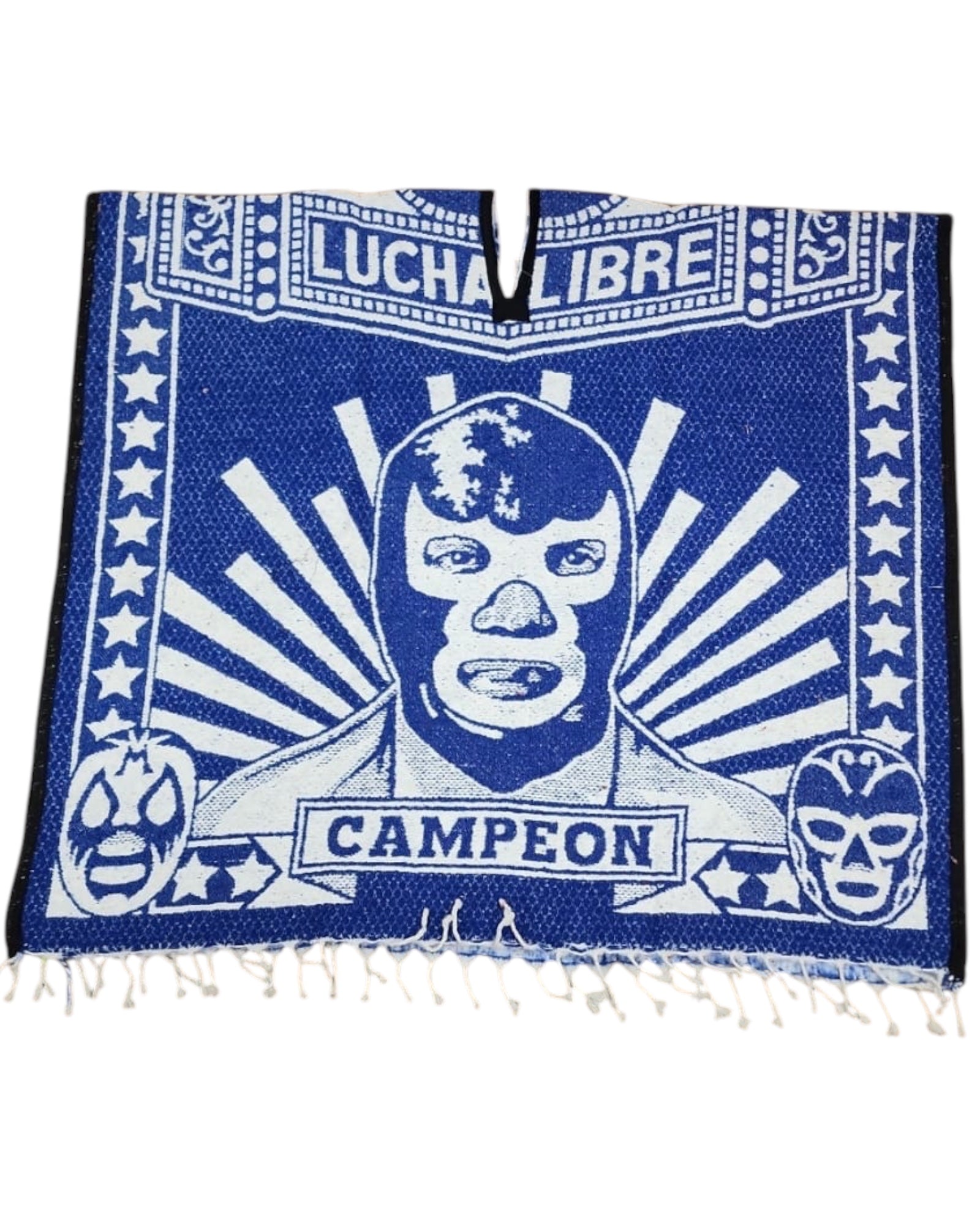 Mexican Poncho El Santo Unisex Blue