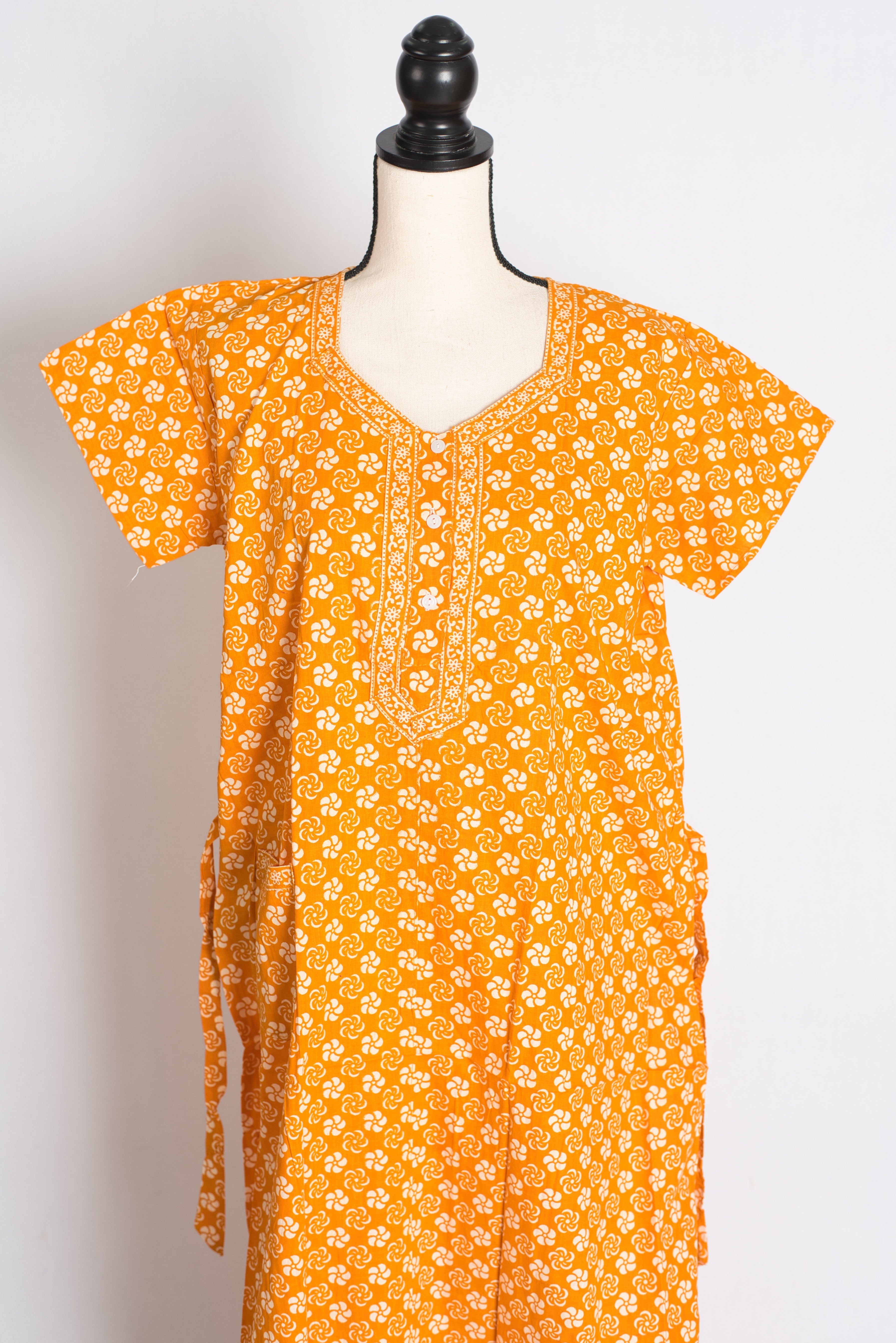 Printed Orange Pure Cotton Nightwear in Regular Size