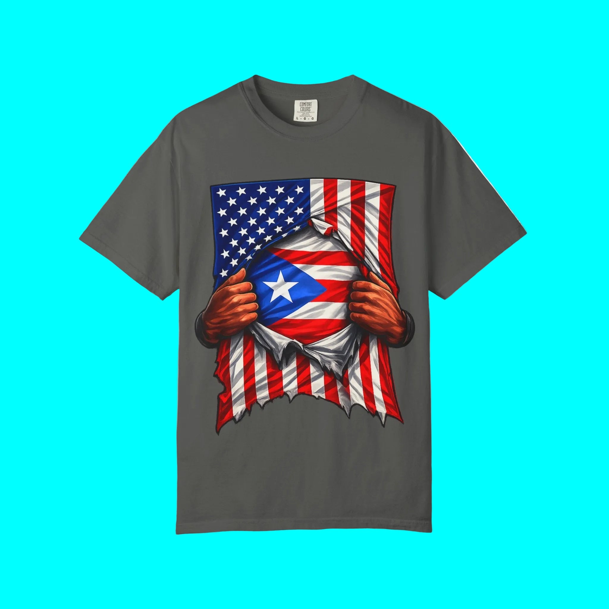 Puerto Rico Flag + USA Flag Pride T-shirt | Puerto Rican + American Pride 4th Of July | Funny Viral Latino Tees | Unisex - 4 Colors