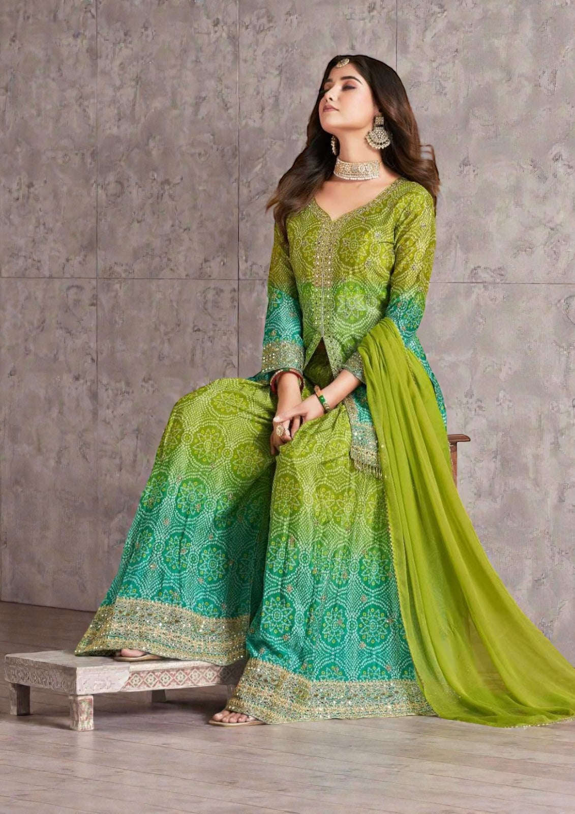 Rangeela : Bandhani silk sharara suits