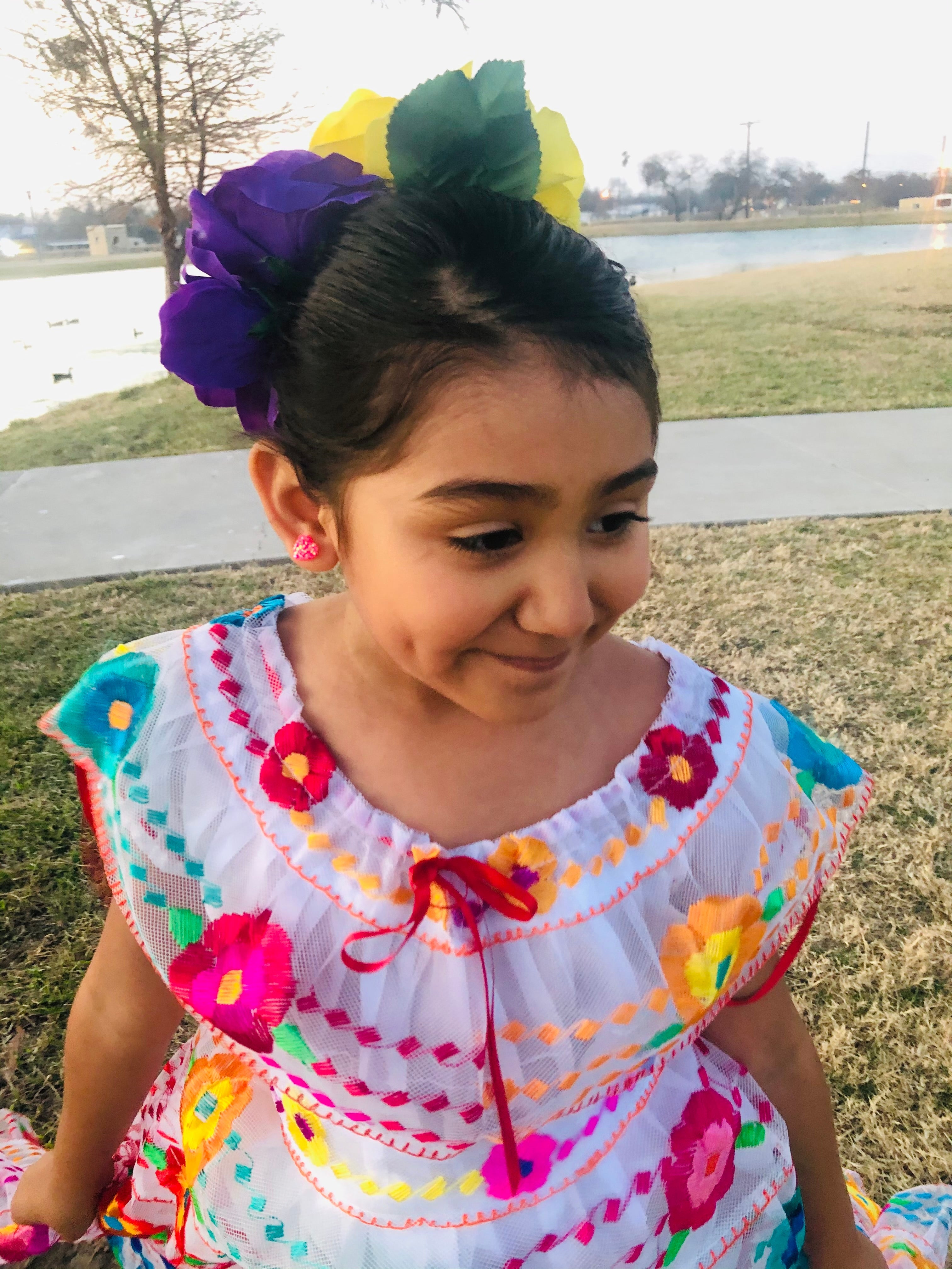 Mexican Chiapaneca Dress for Girls White