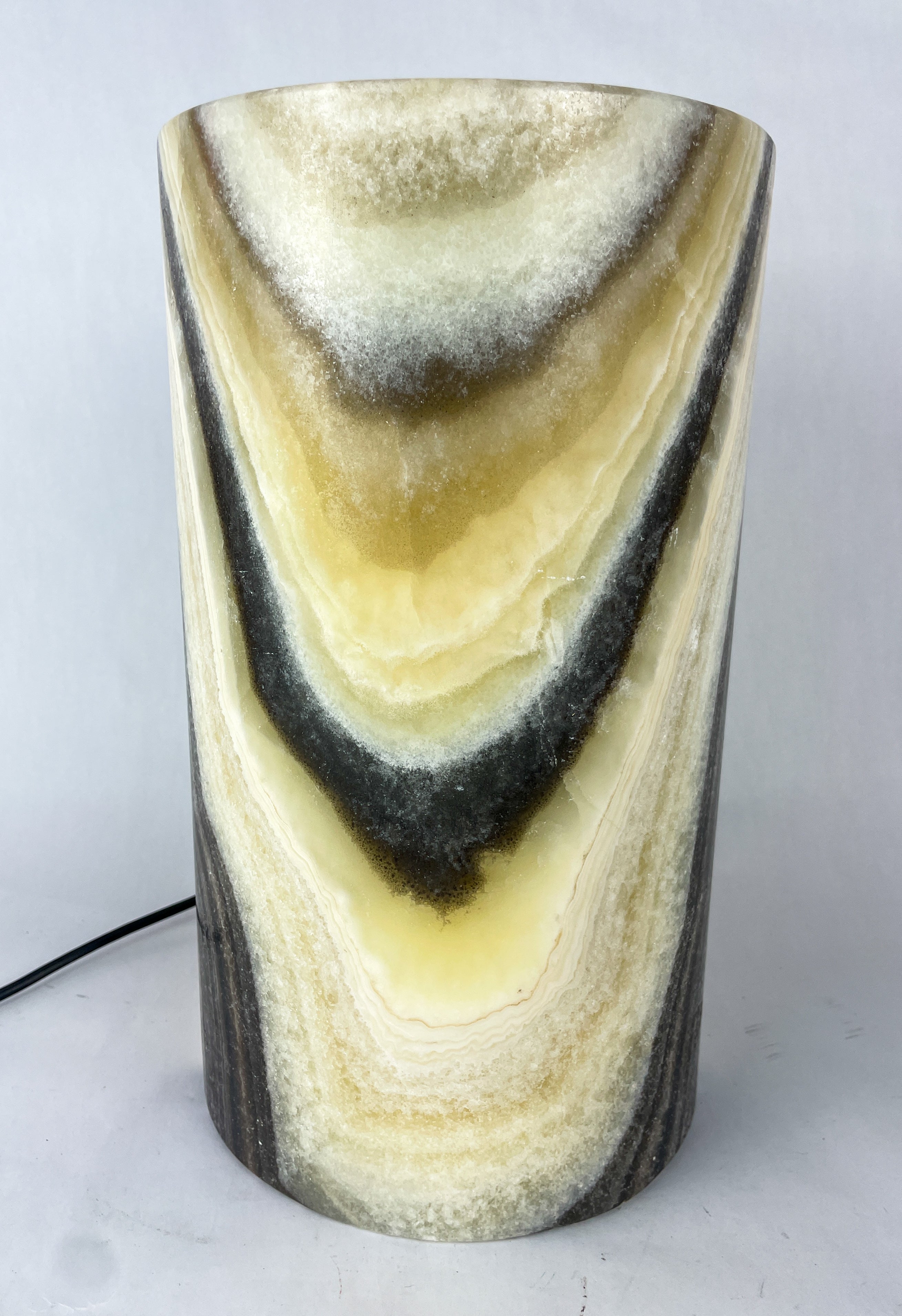 Ivory Onyx Marble Lamp Cylindrical - Lampara Marmol