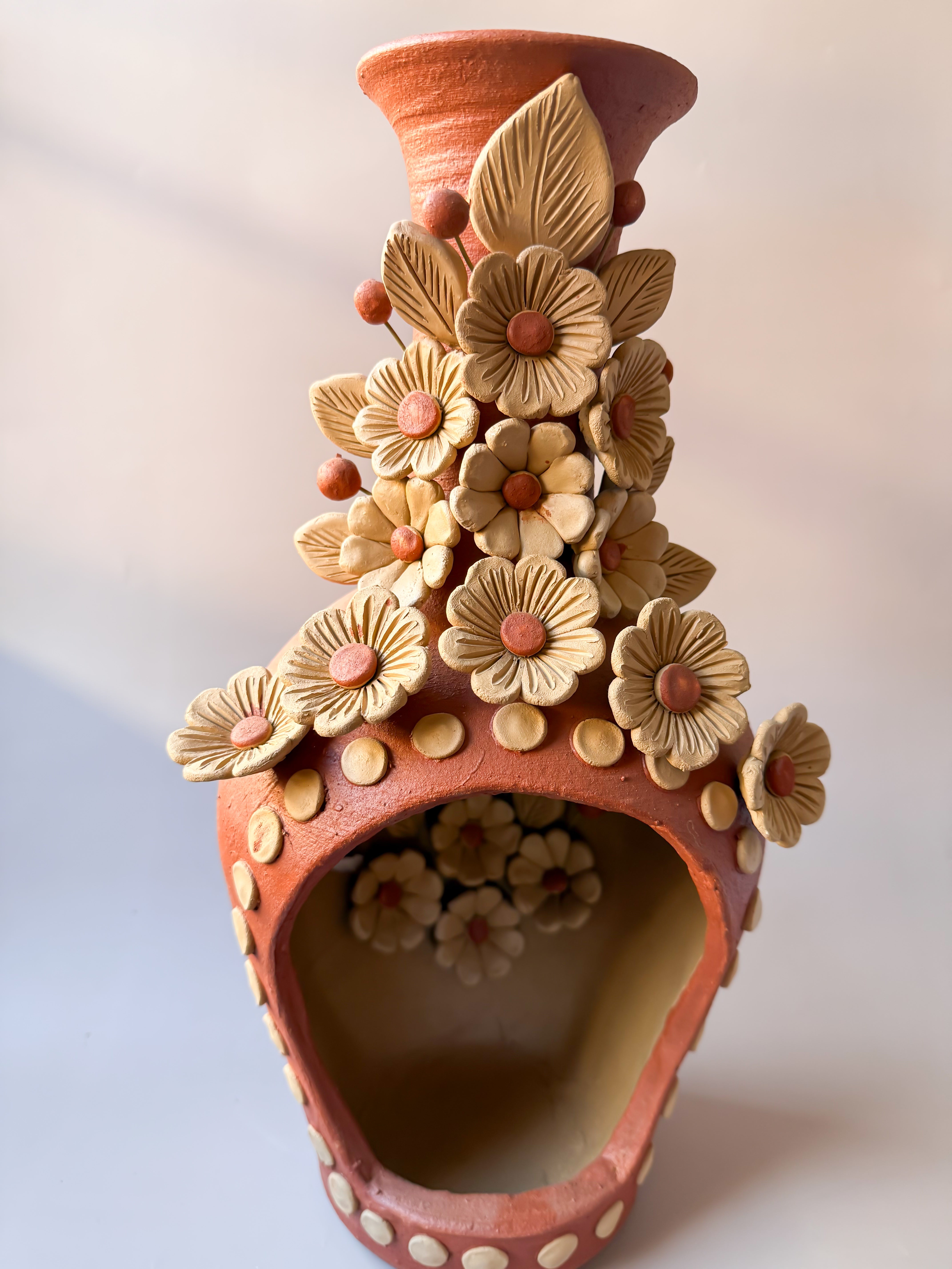 Oaxaca Pottery Large 16" Chimney - Chimenea Barro Bordado