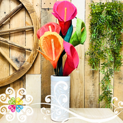 White Espiga Plumeado Cilindro Clay Vase - Florero Barro