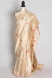 Binni – Cream and Red Raw Mango Silk Banarasi Saree