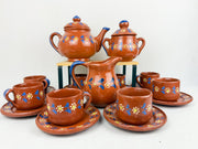 Traditional Mexican Tea Pot Set 16pc - Juego de Te Barro