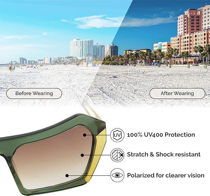 Oversized Sunglasses - Olive Green