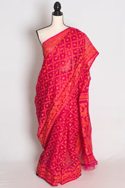 Nagma : Pink and Orange Soft Blended Cotton Jamdani Saree