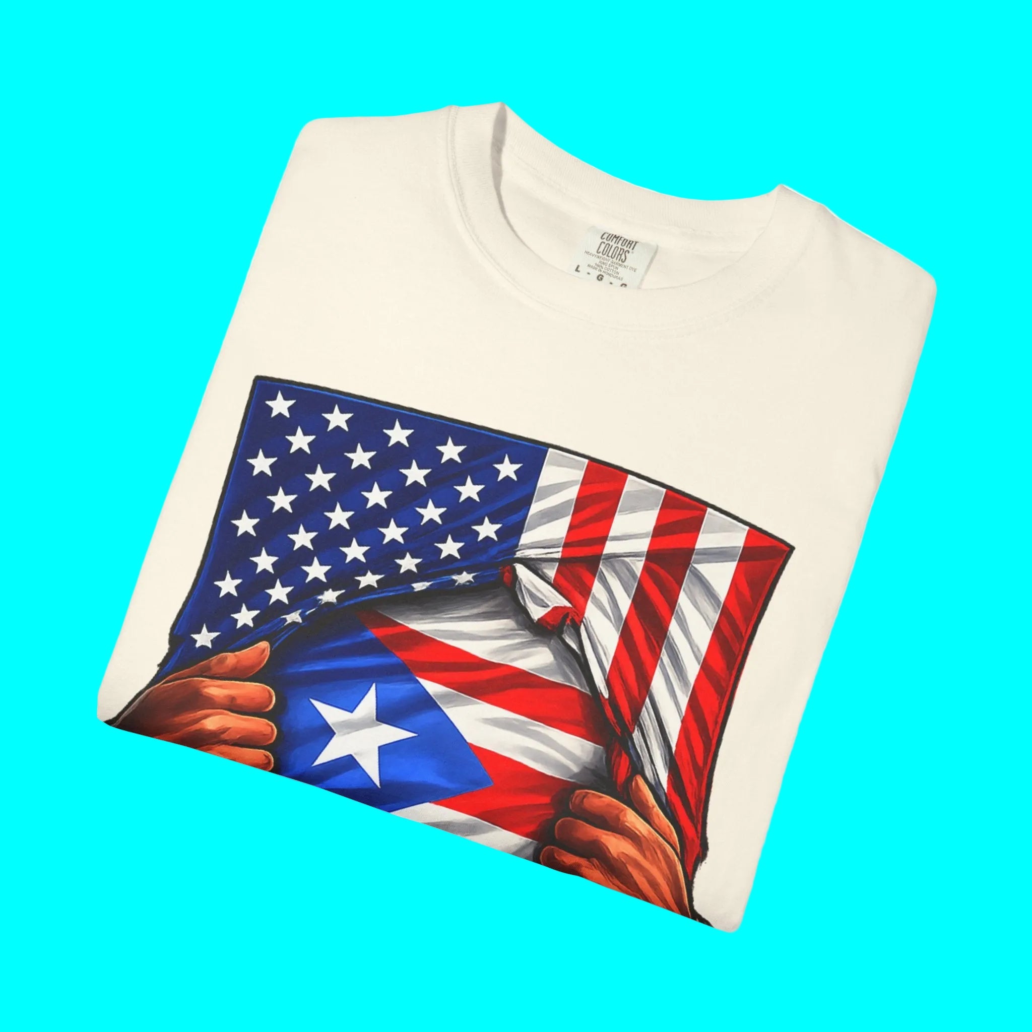 Puerto Rico Flag + USA Flag Pride T-shirt | Puerto Rican + American Pride 4th Of July | Funny Viral Latino Tees | Unisex - 4 Colors