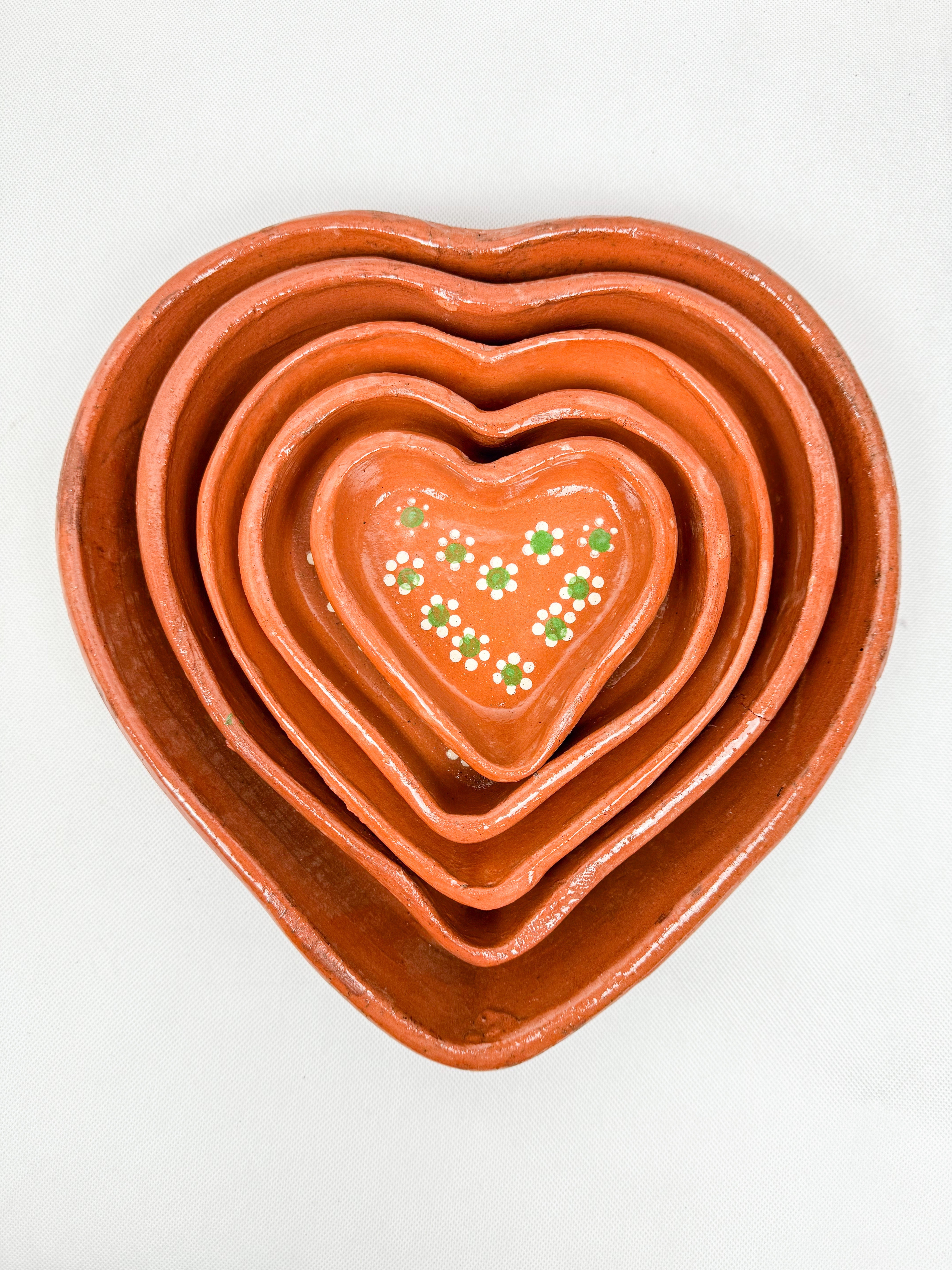 Traditional Mexican Clay Heart Plate Set of 2 - Plato Corazon Barro