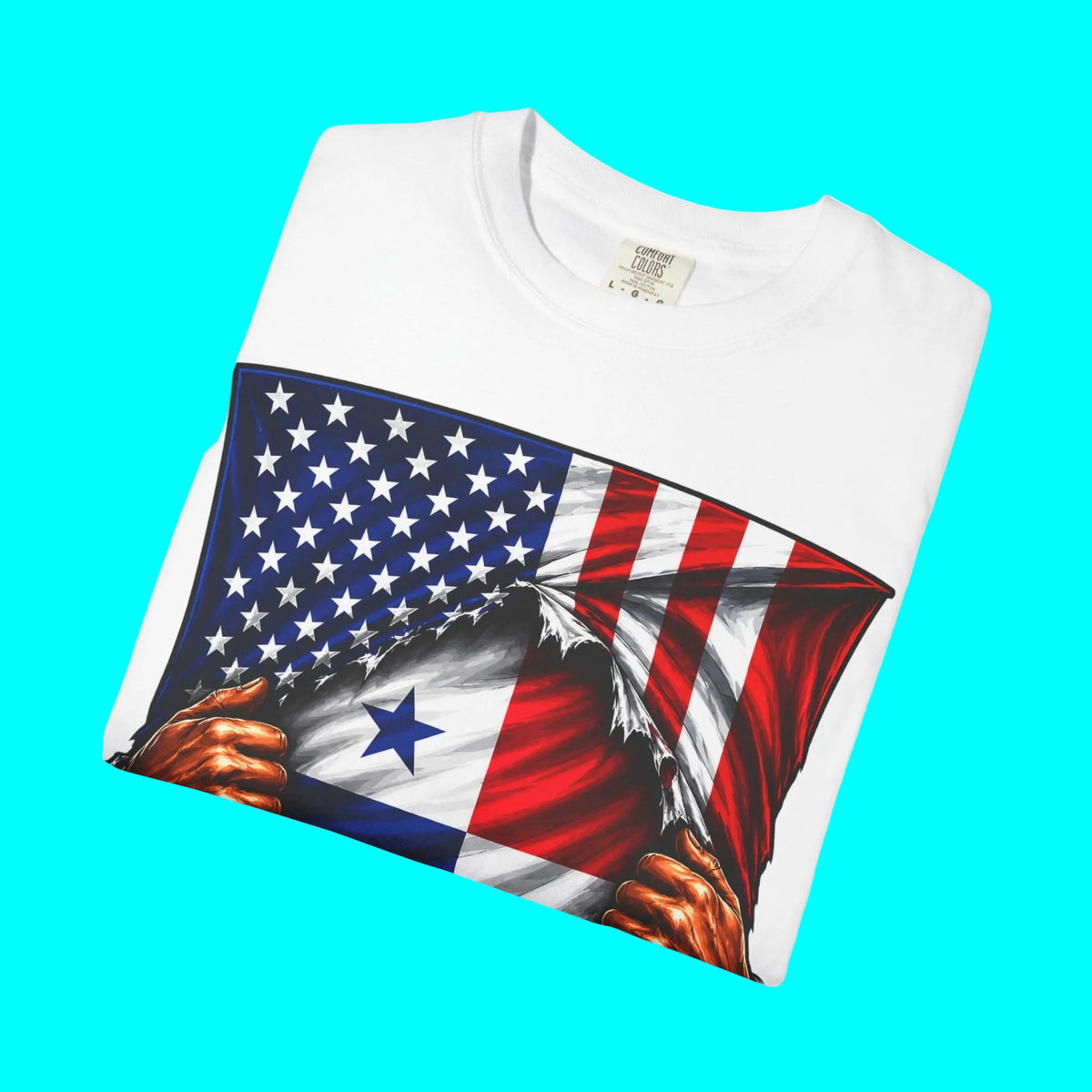 Panama Flag + USA Flag Pride T-shirt | Panamanian + American Flag Rip 4th Of July | Funny Viral Latino Tees | Unisex - 4 Colors