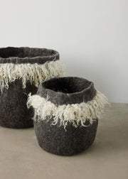 Grey Fringed Skirt Wool & Mohair Basket