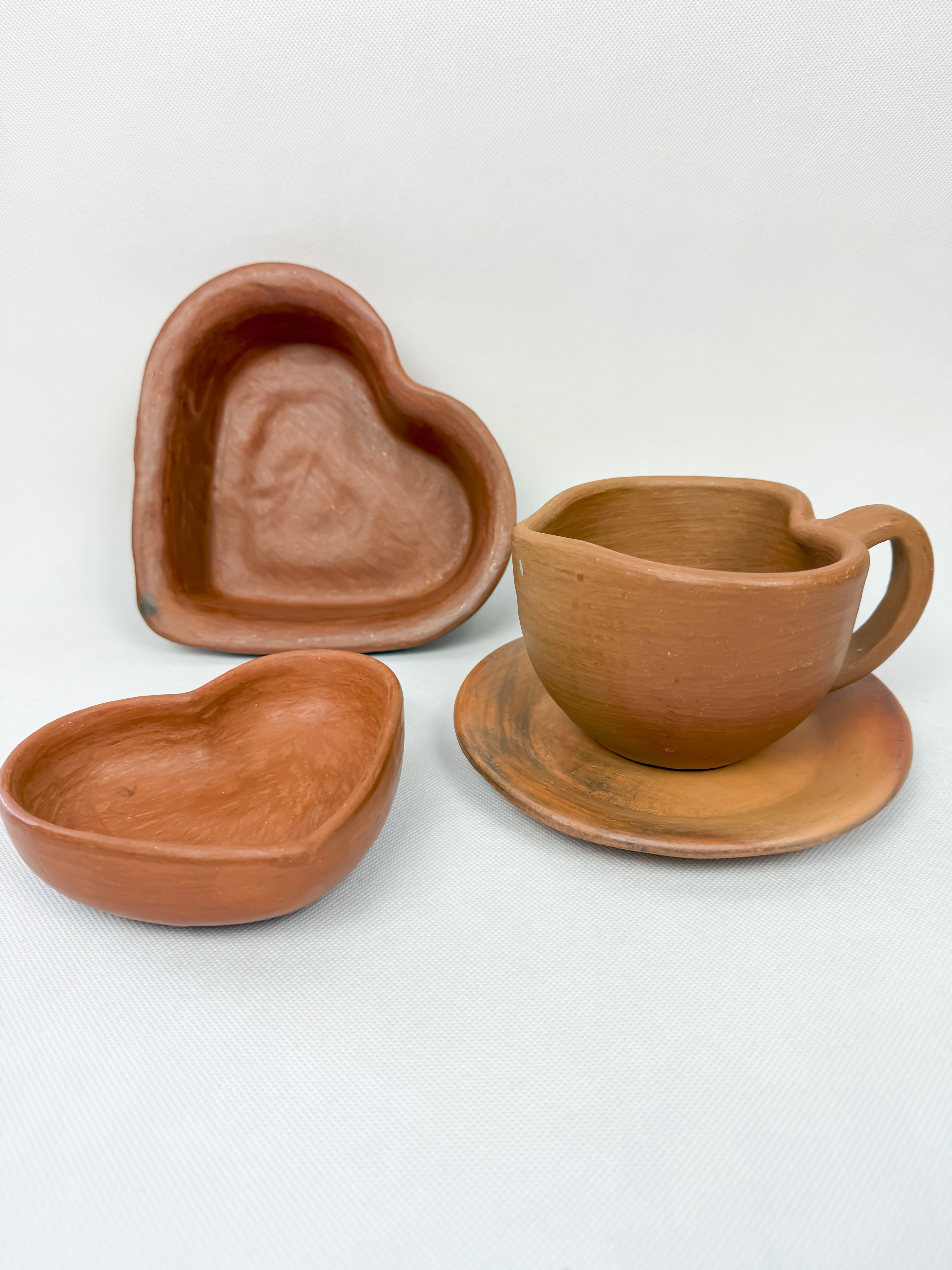Oaxaca Red Clay Heart Bowls - Corazon Tazones Barro