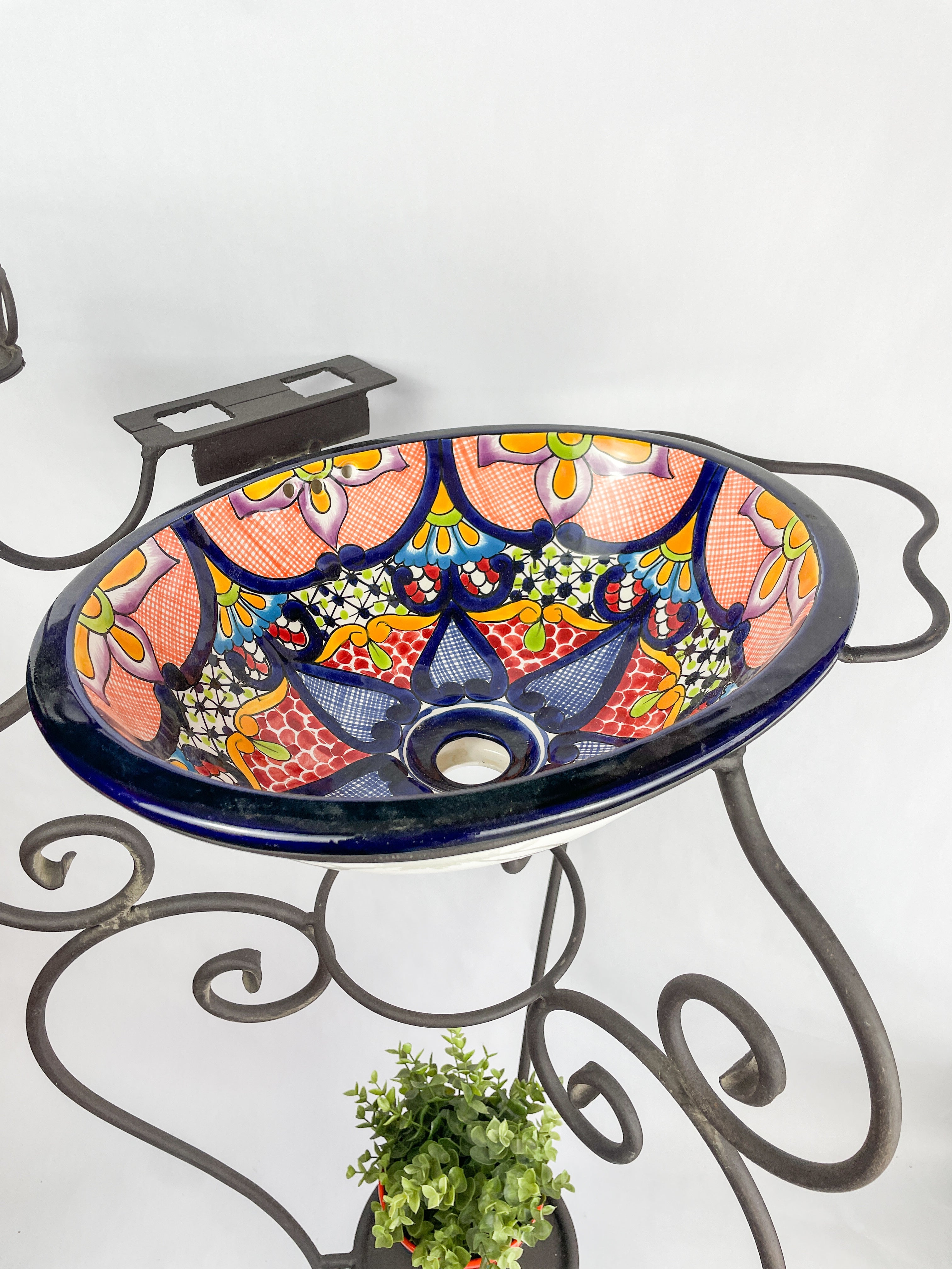 Mexican Talavera Sink w Stand  Colorful - Lavabo Talavera Baño