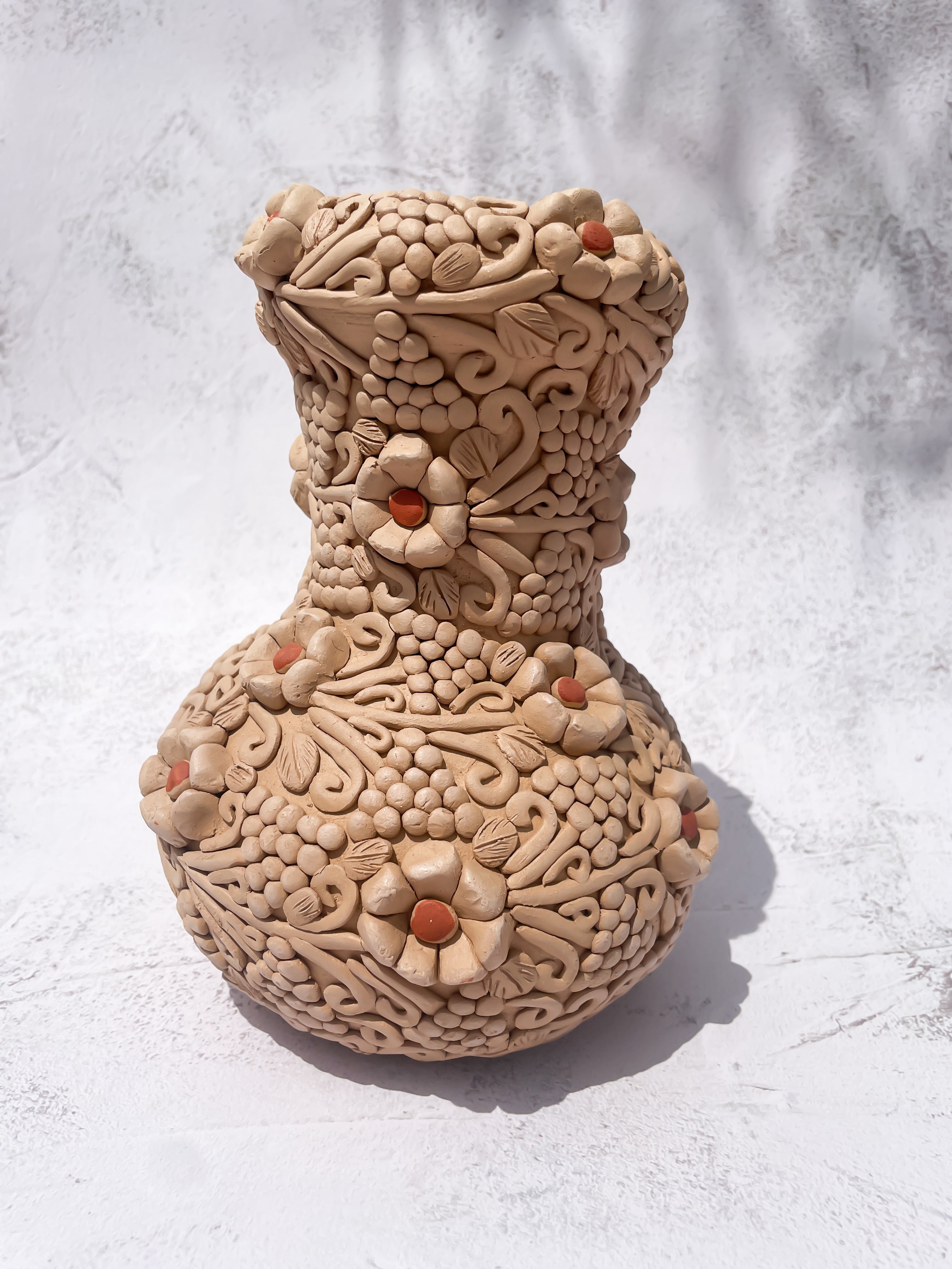 Oaxaca Pottery Vase Large Vase - Florero Bordado En Barro