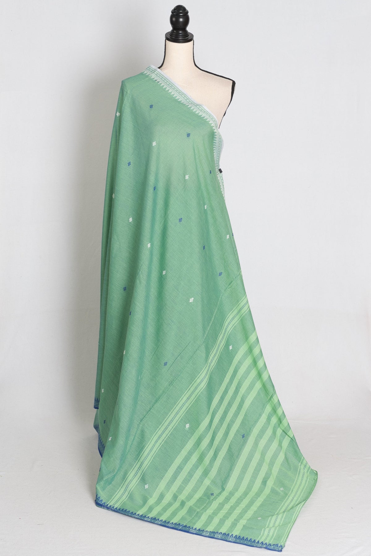 Sandhi : Green Dhaniakhali Bengal Handloom Pure Soft Cotton Saree