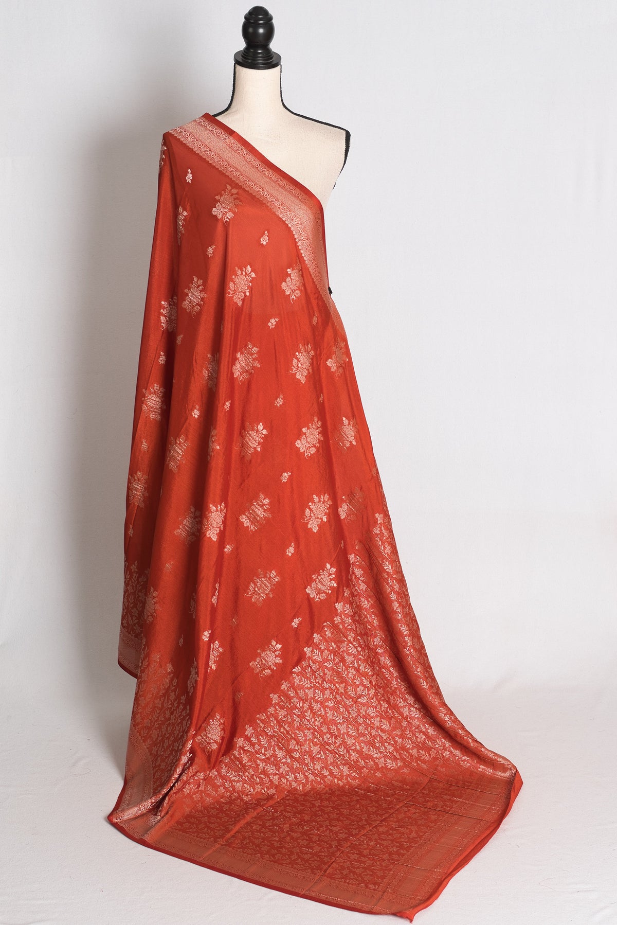 Priya: Rust Brown Lightweight Semi Georgette Banarasi Saree