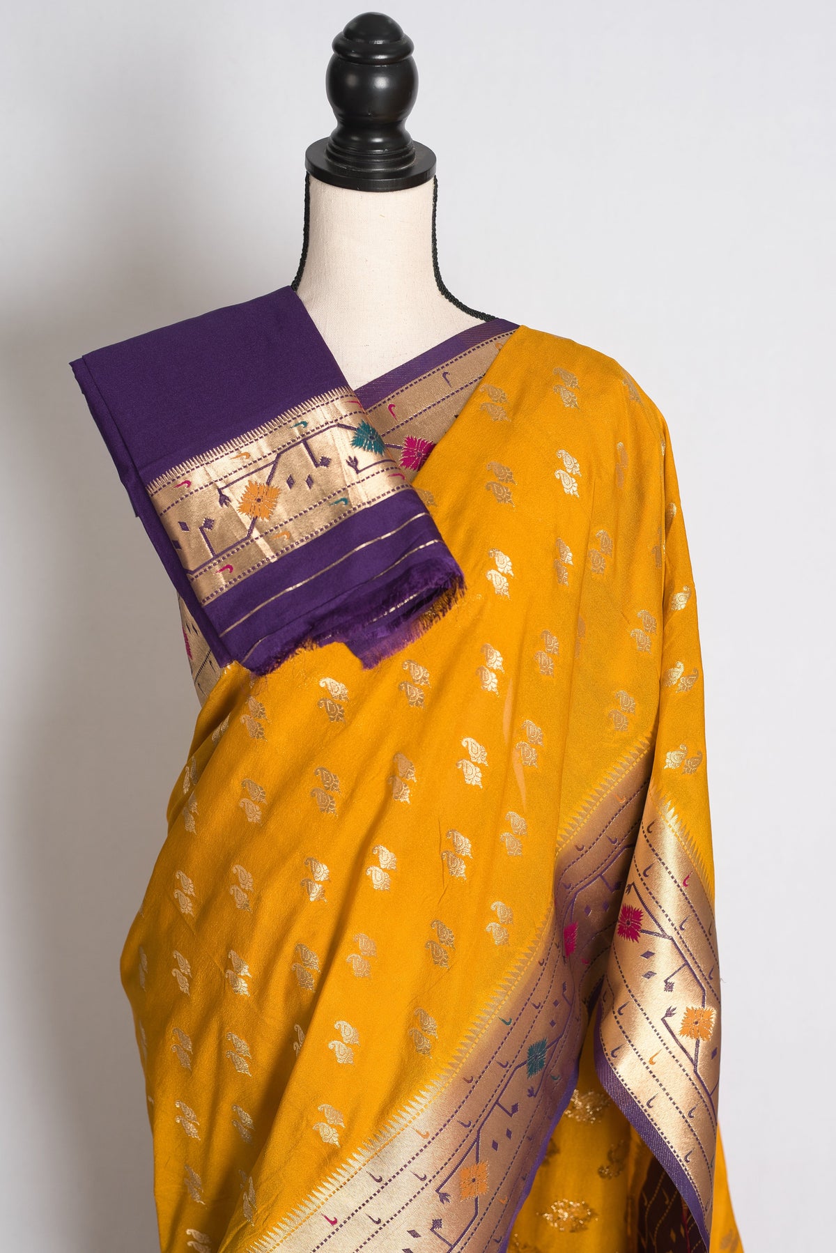Diya: Yellow and Purple Paithani Semi Silk Saree