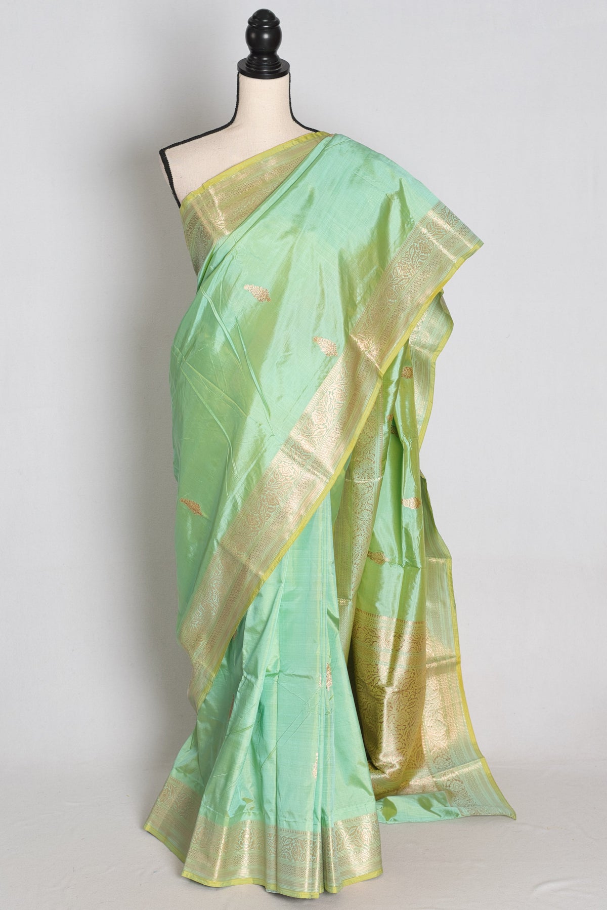 Sushma – Sea Green and Gold Pure Silk Banarasi Saree