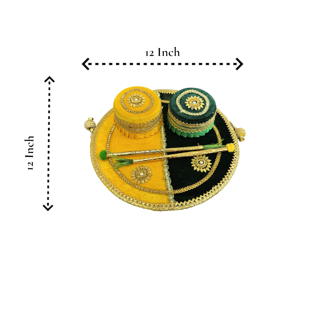 Velvet Embroidered Thali or Platter or Tray